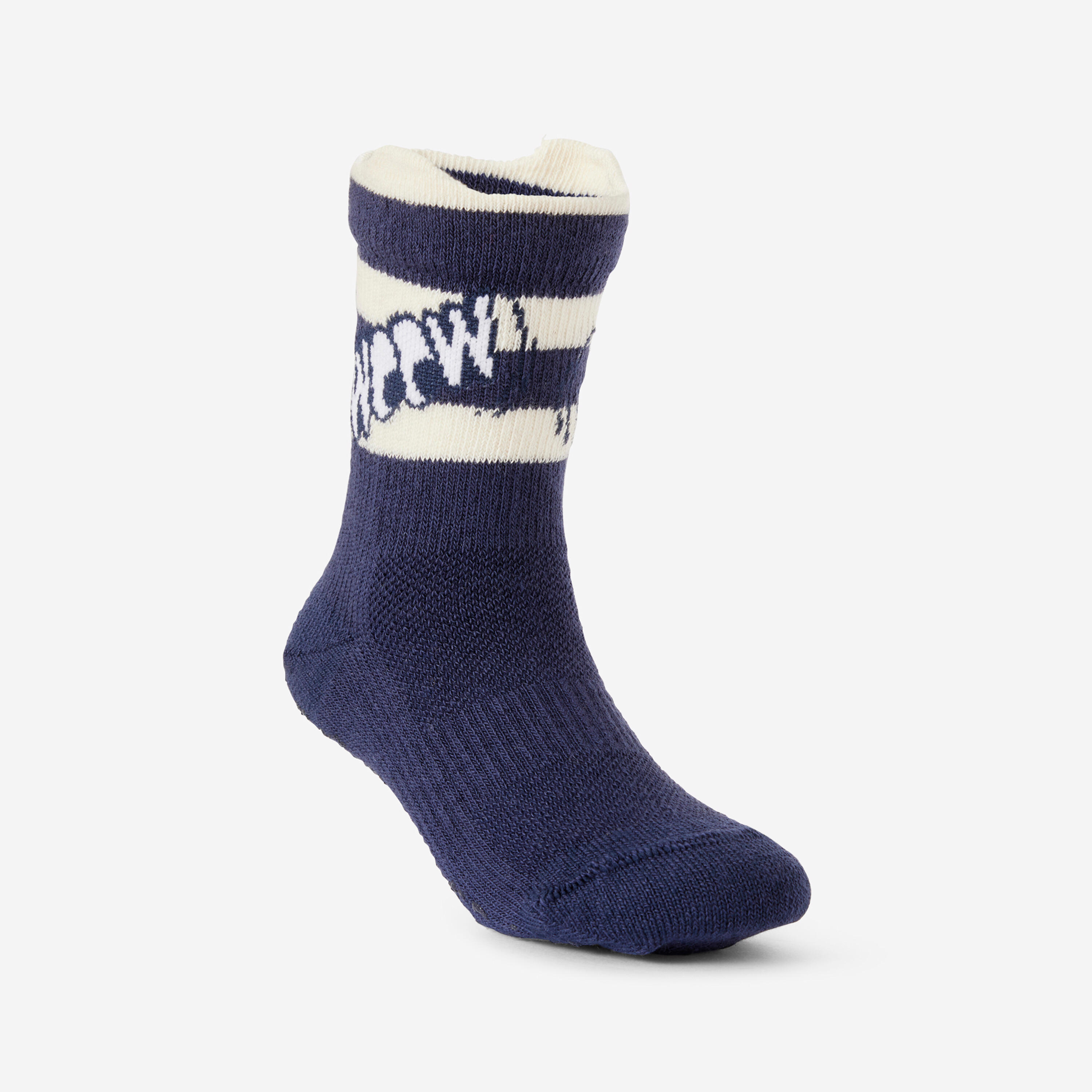 Turnsocken Kinder 600 rutschfest atmungsaktiv - blau/weiss mit Mustern