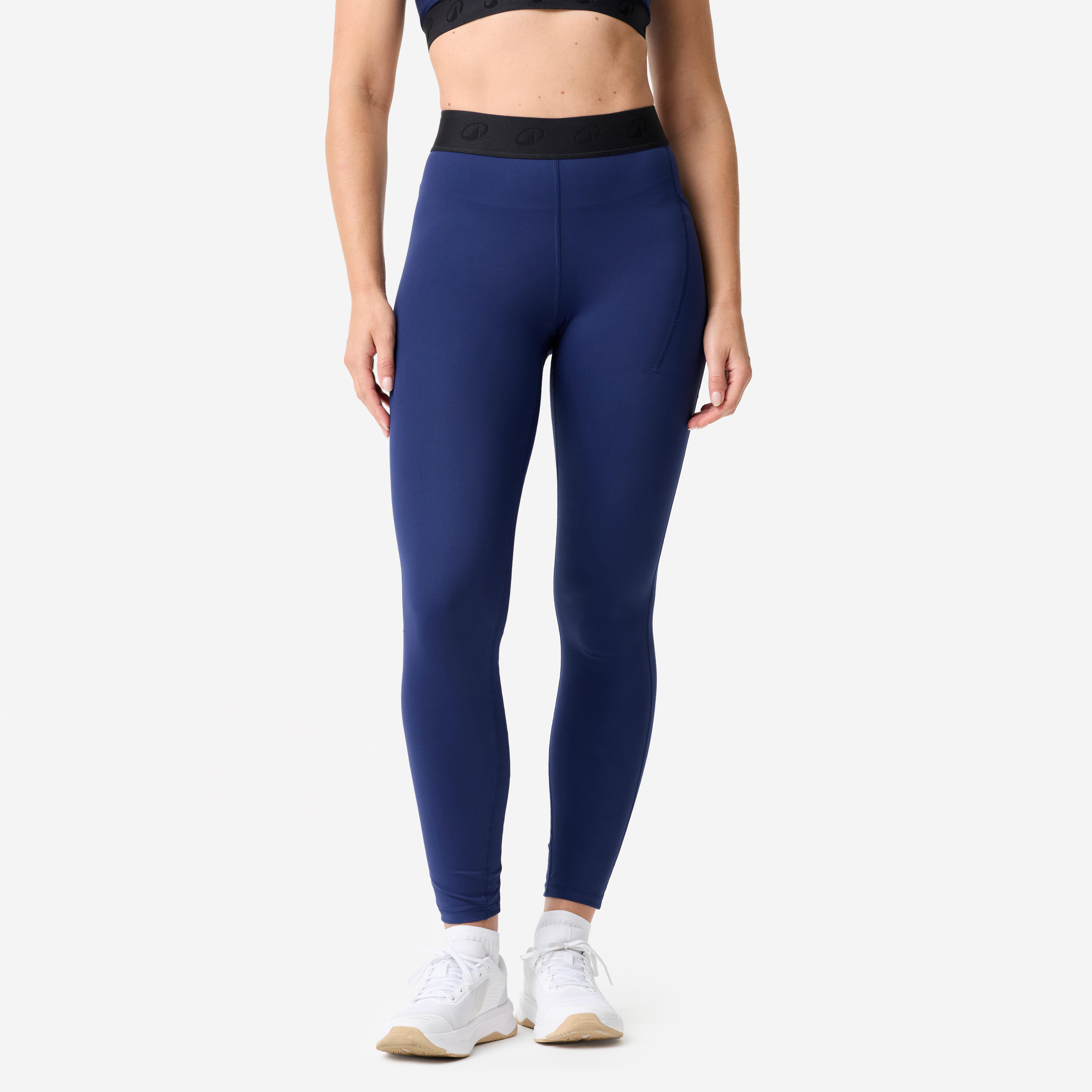 Leggings Damen elastischer Bund - marineblau