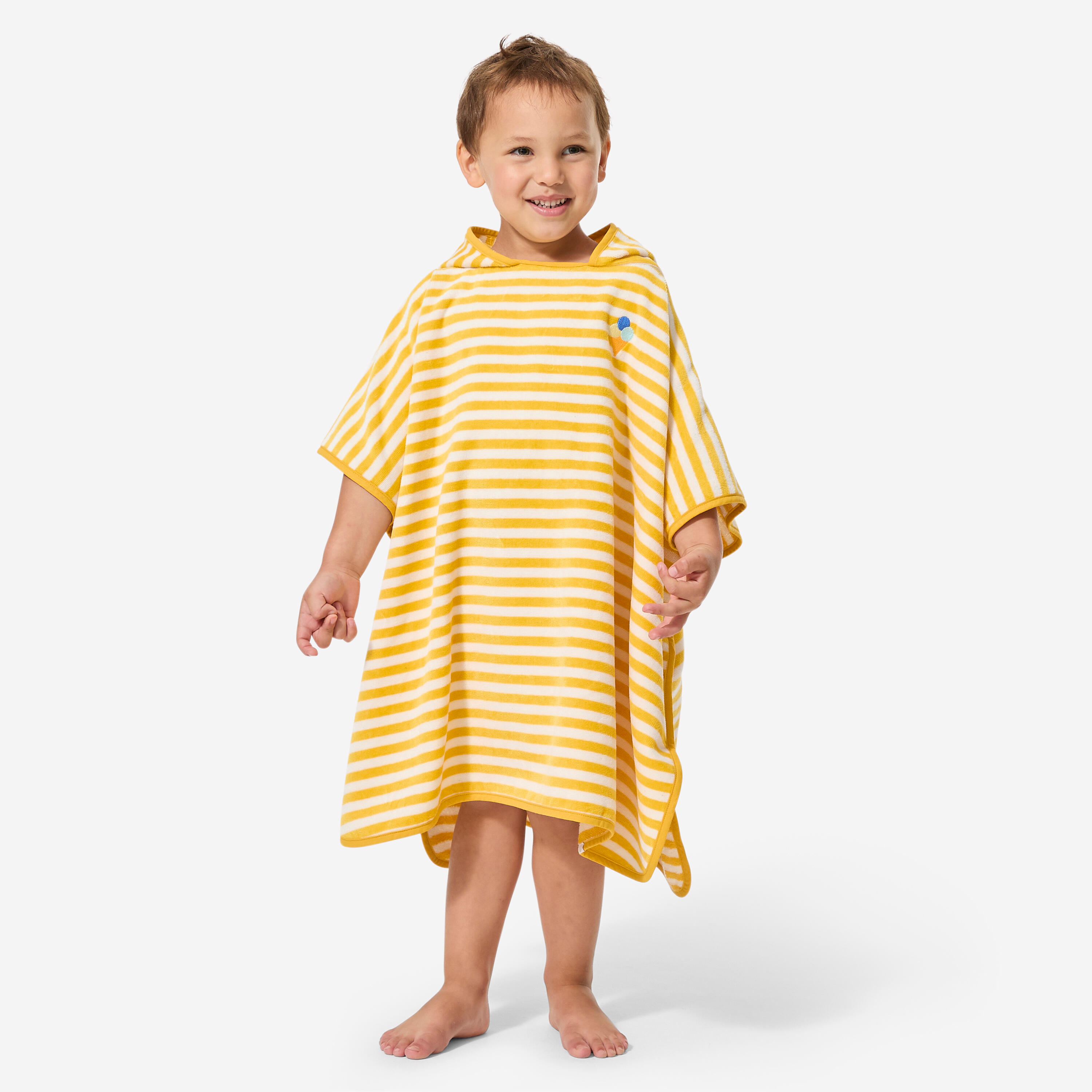 Bade-Poncho Baby - gelb gestreift