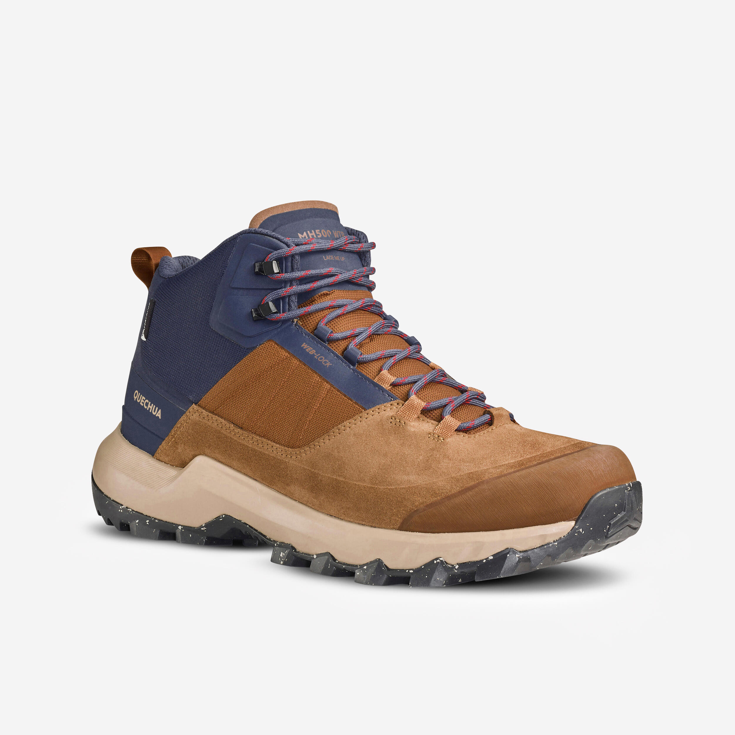 Wanderschuhe Herren halbhoch wasserdicht Bergwandern ‒ MH500 braun