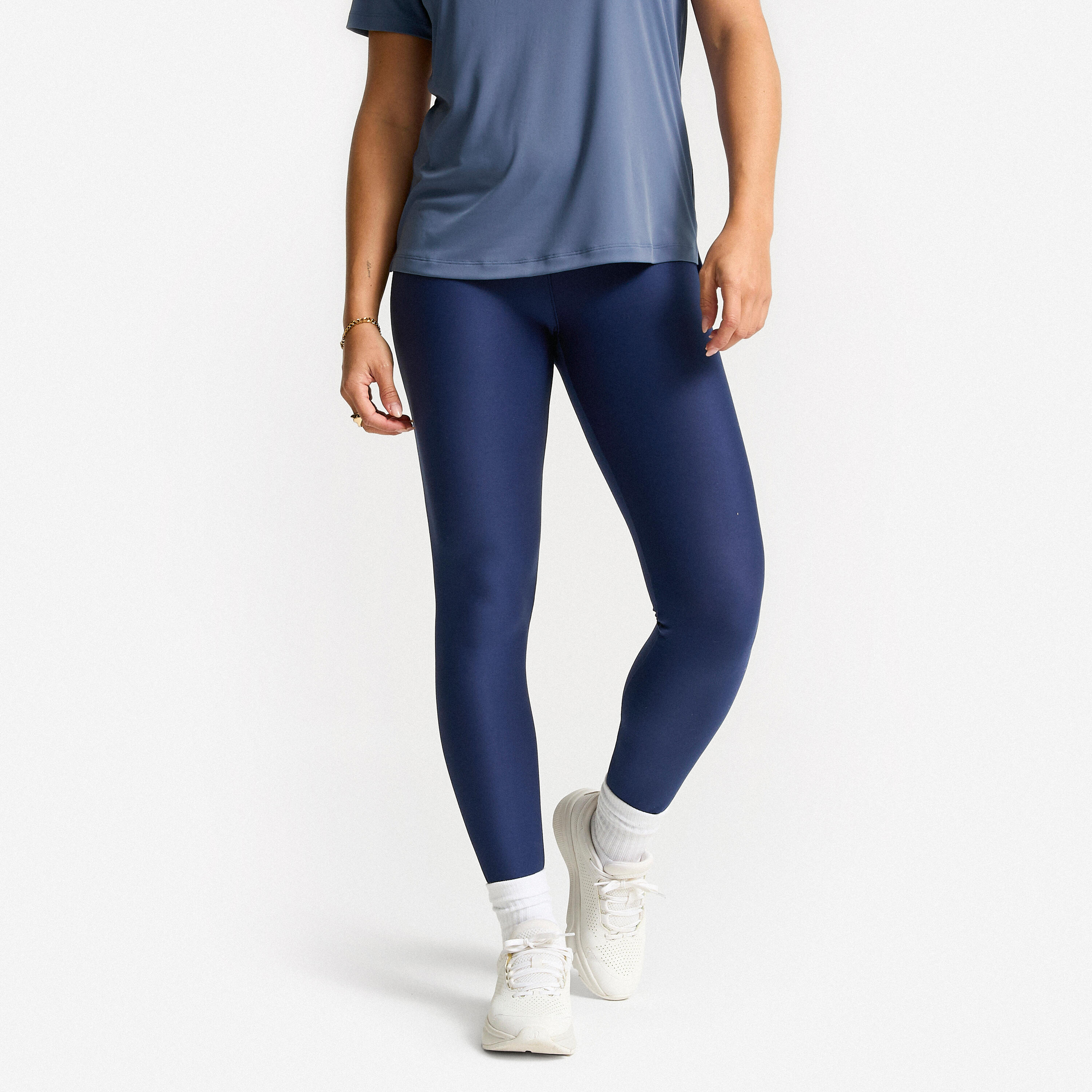 Leggings Damen hoher Taillenbund - marineblau