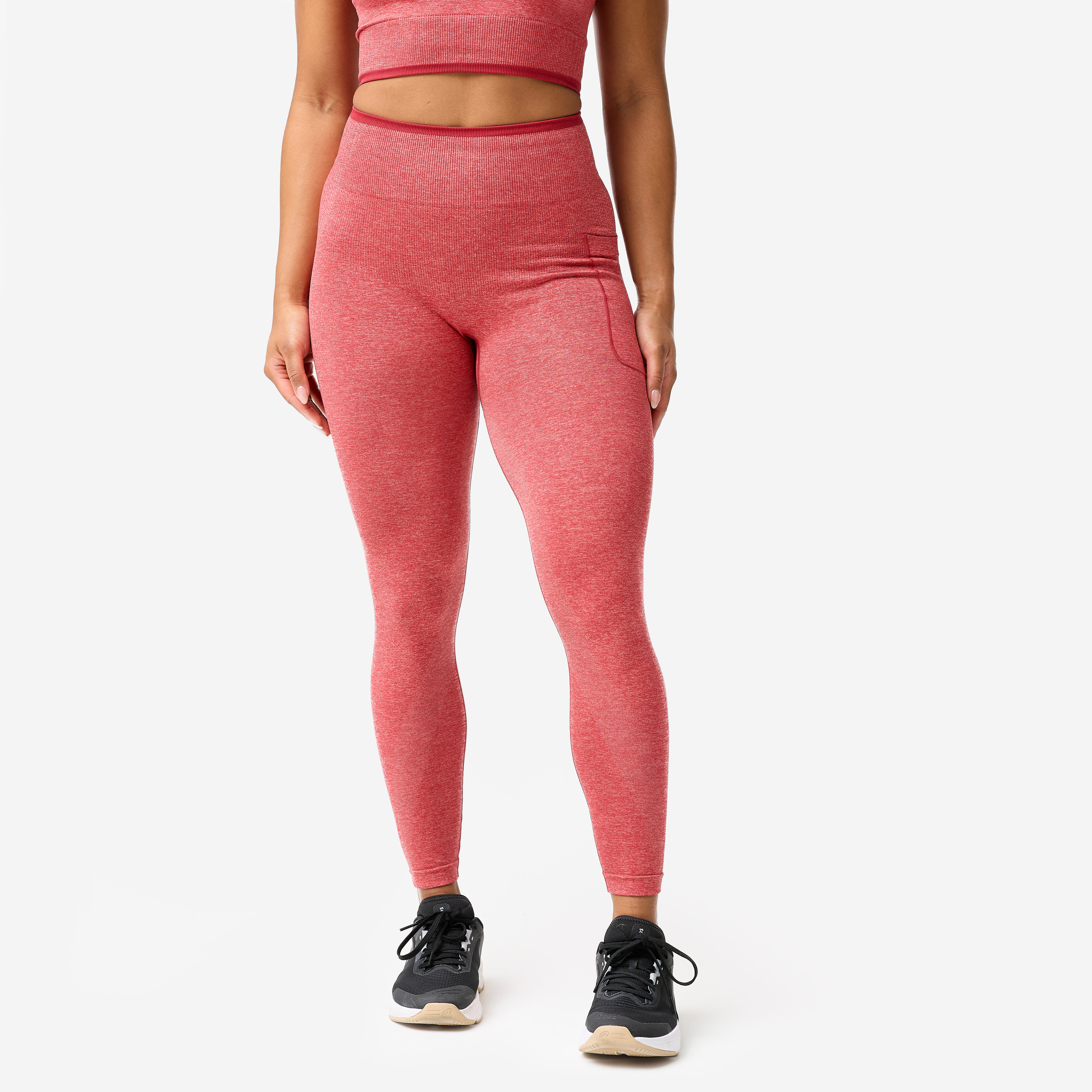 Krafttraining-Leggings Damen nahtlos – rot/pink