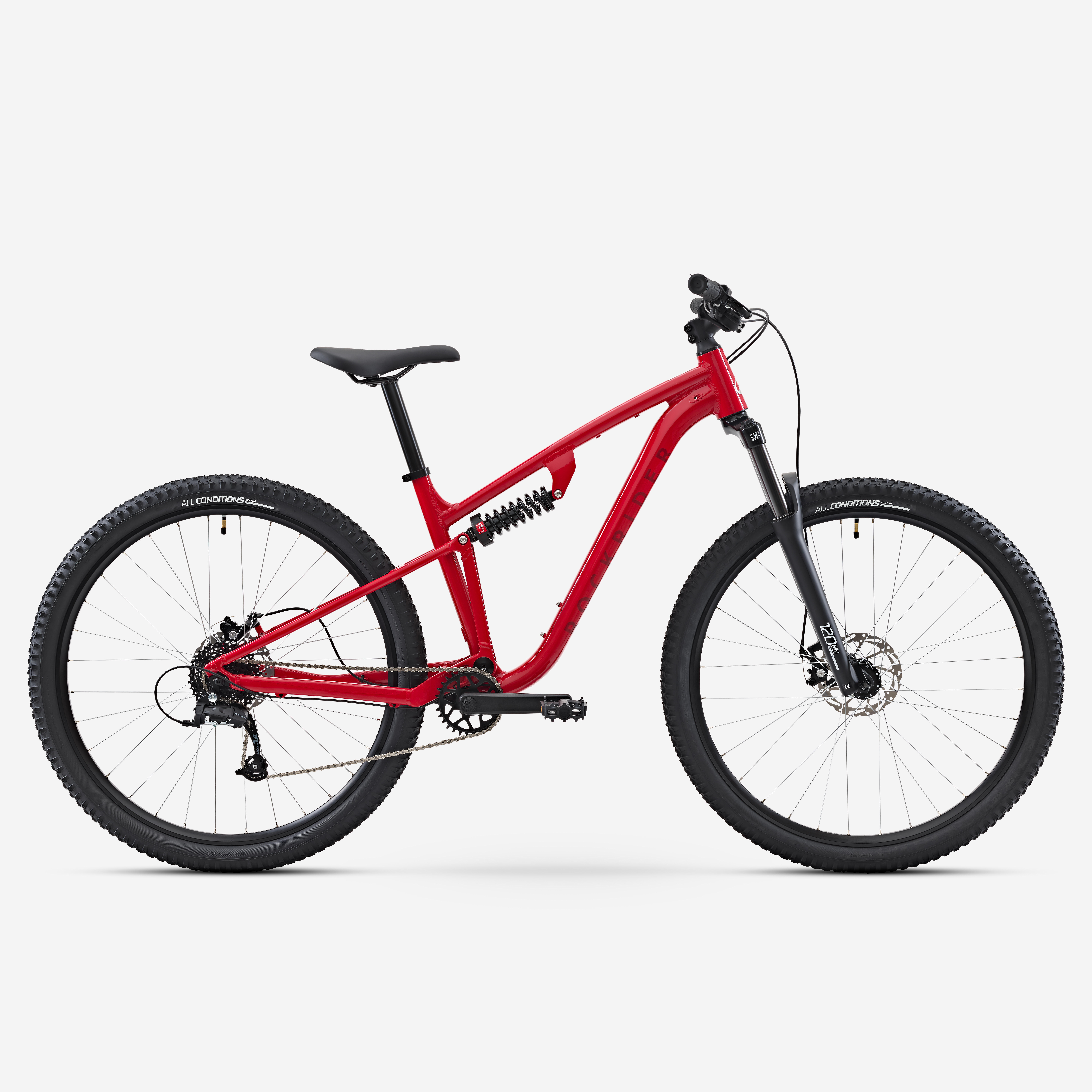 Mountainbike Trekking vollgefedert Aluminiumrahmen 29" Expl 100 S rot