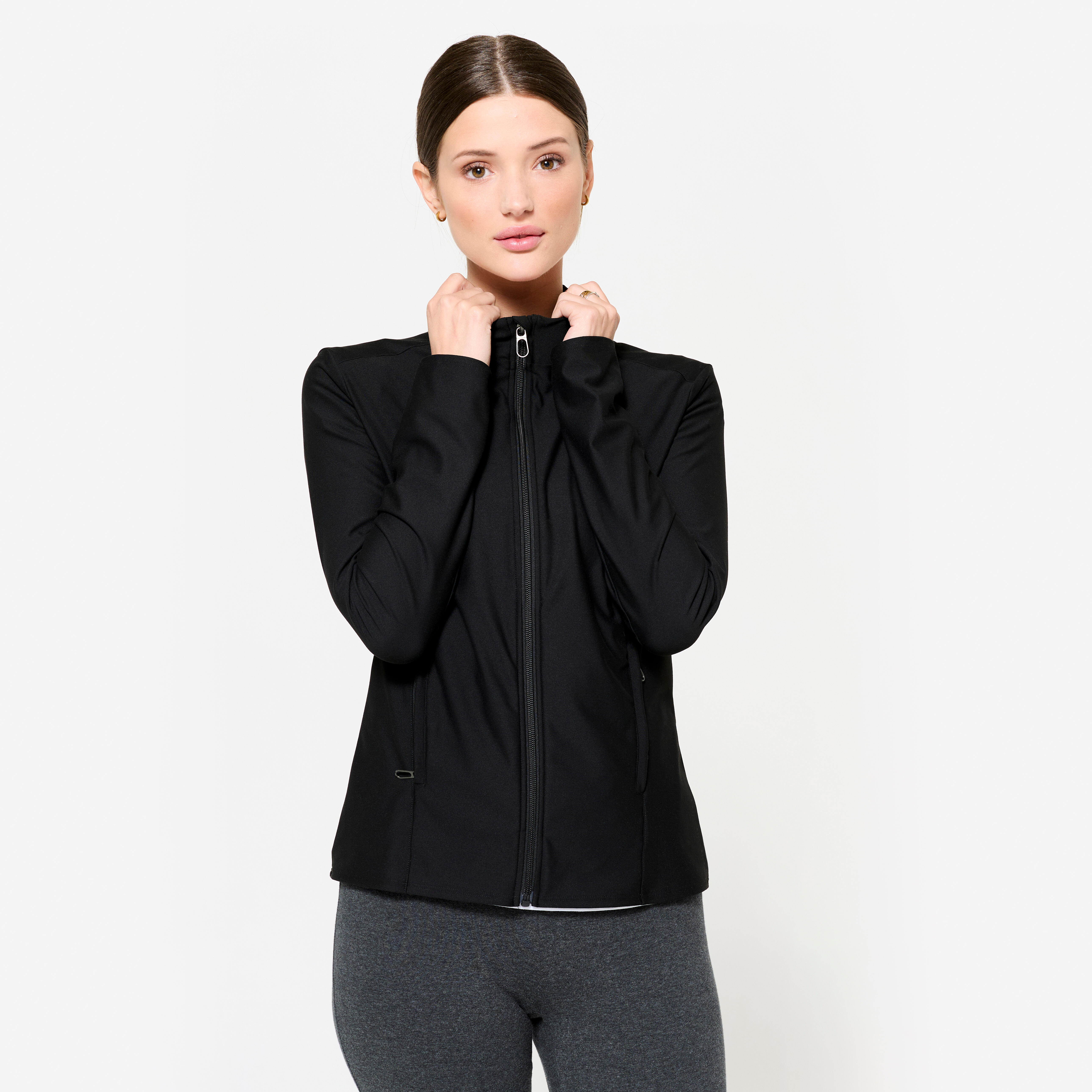 Trainingsjacke mit Reissverschluss Damen - schwarz