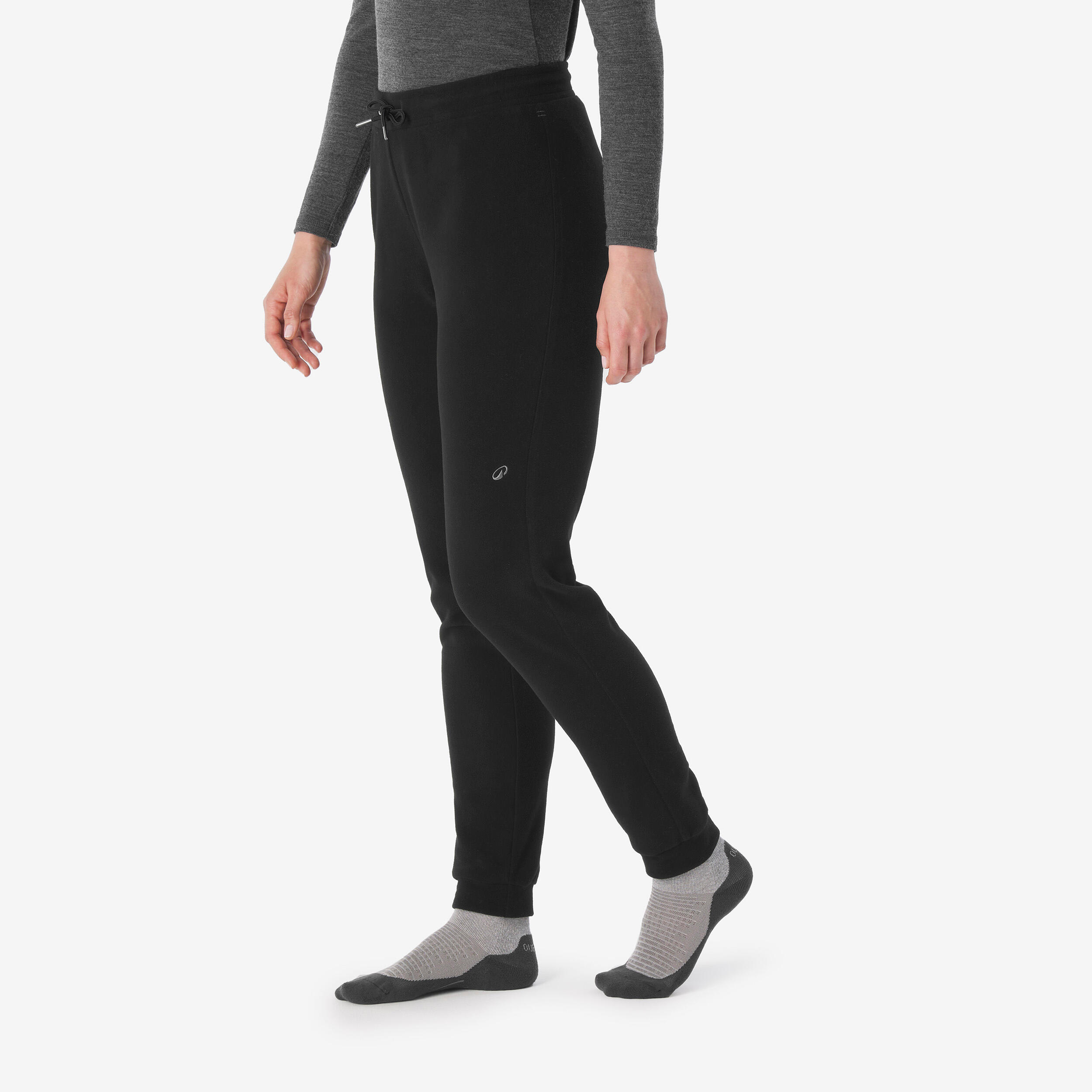 Leggings Damen Fleece Wandern - MH100 schwarz