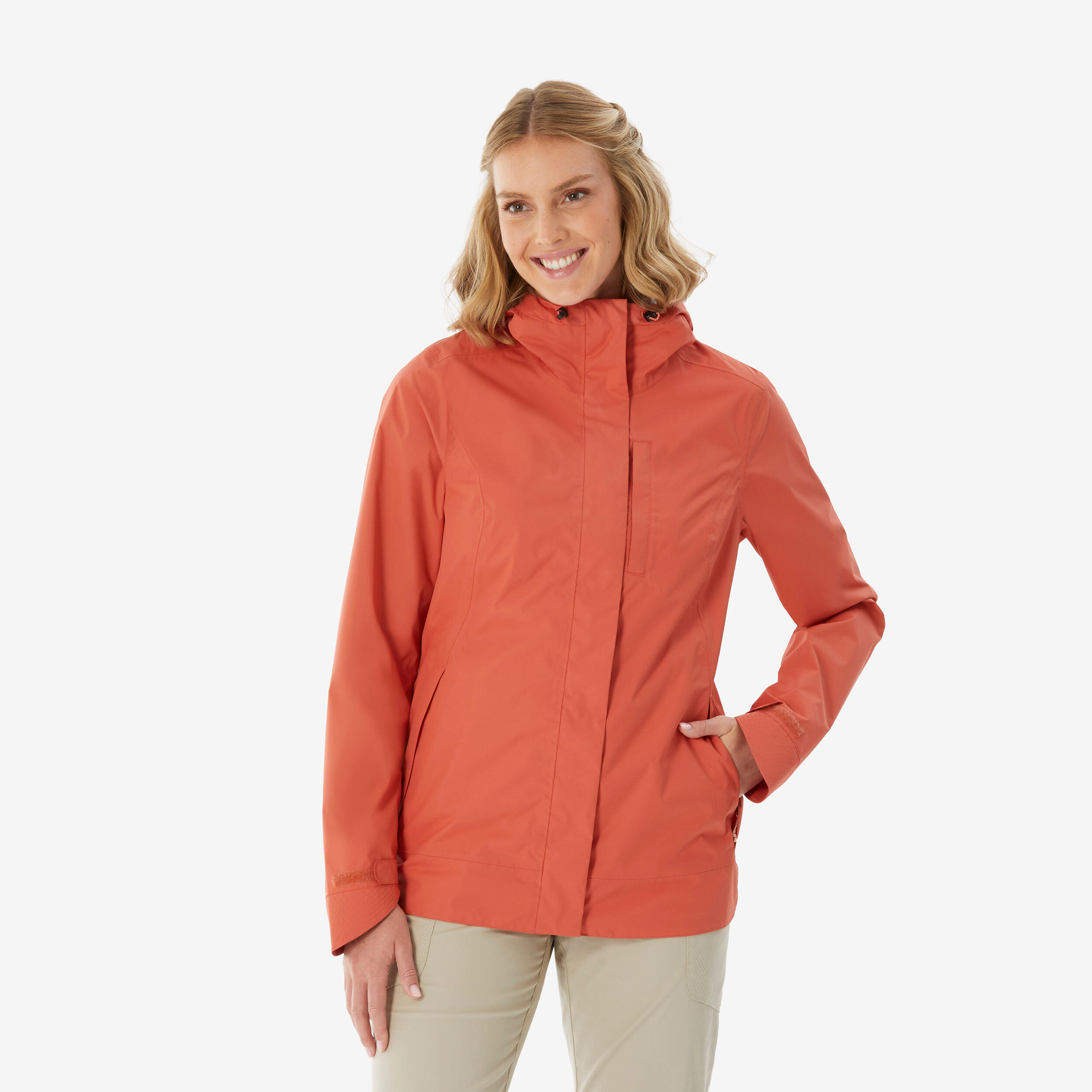 Wanderjacke Damen wasserdicht Wandern - NH500 orange