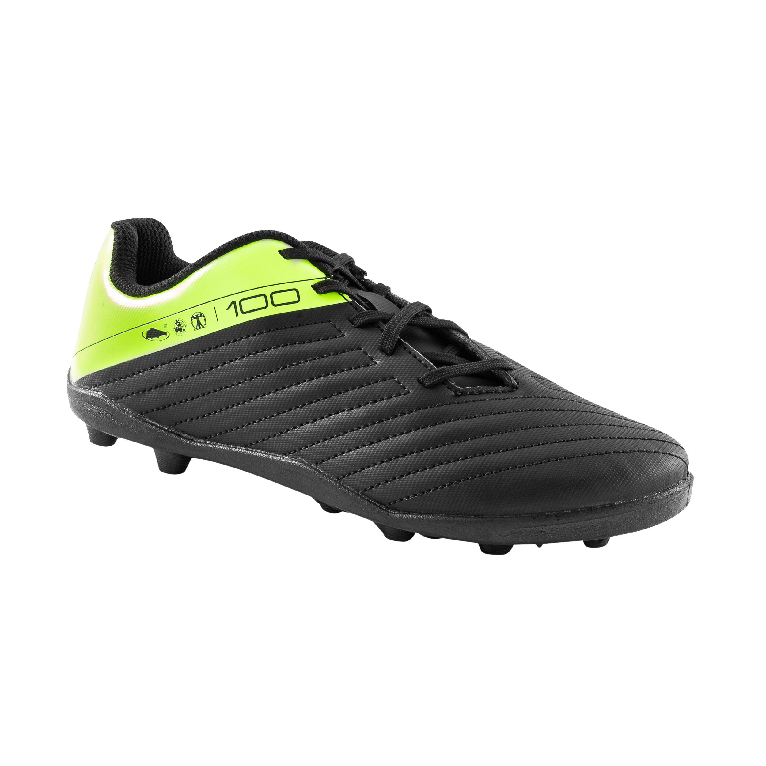 Kinder Fußball Nockenschuhe Schnürung FG - 100 schwarz/gelb