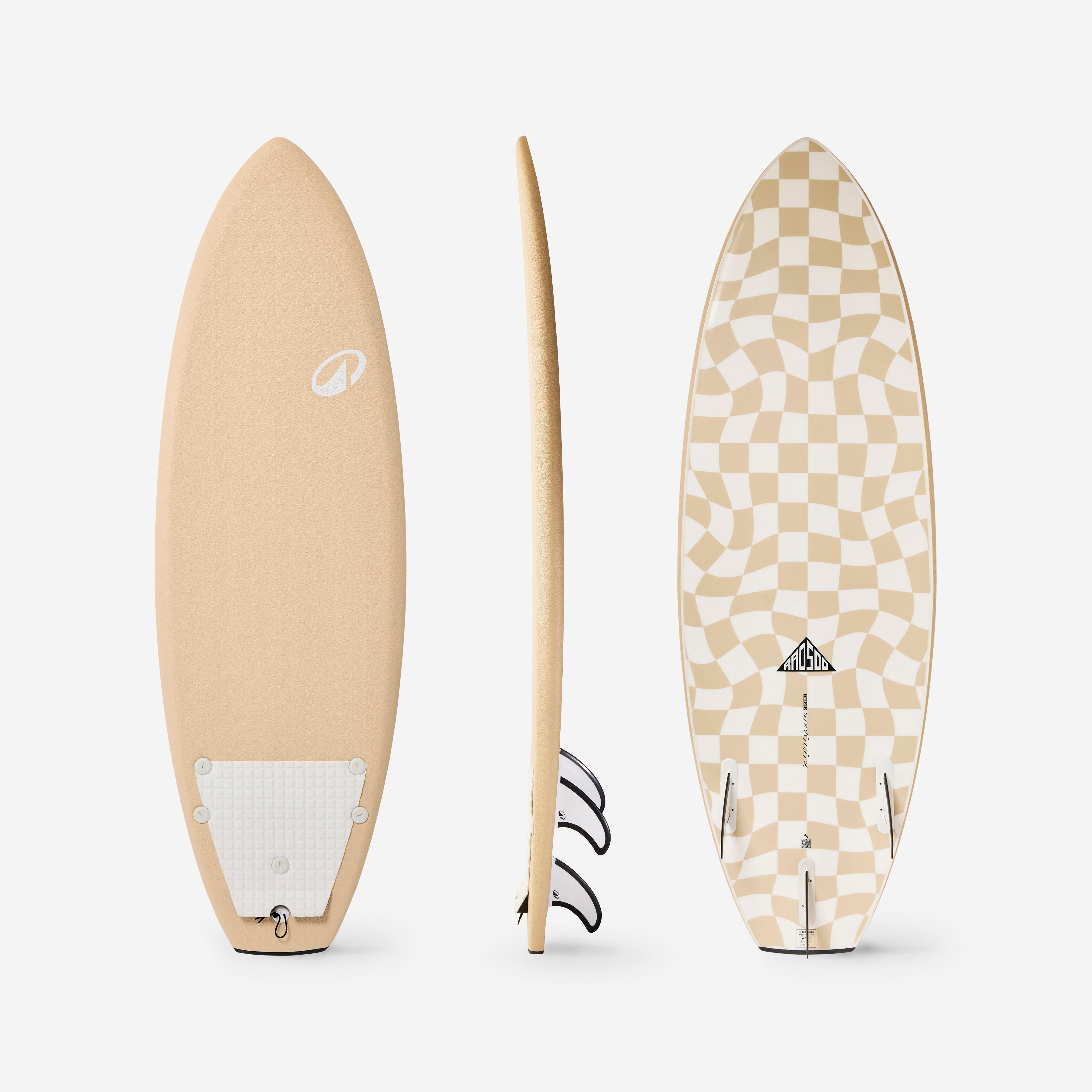 Surfboard Shortboard Schaumstoff 5'6 500 Soft RAD beige