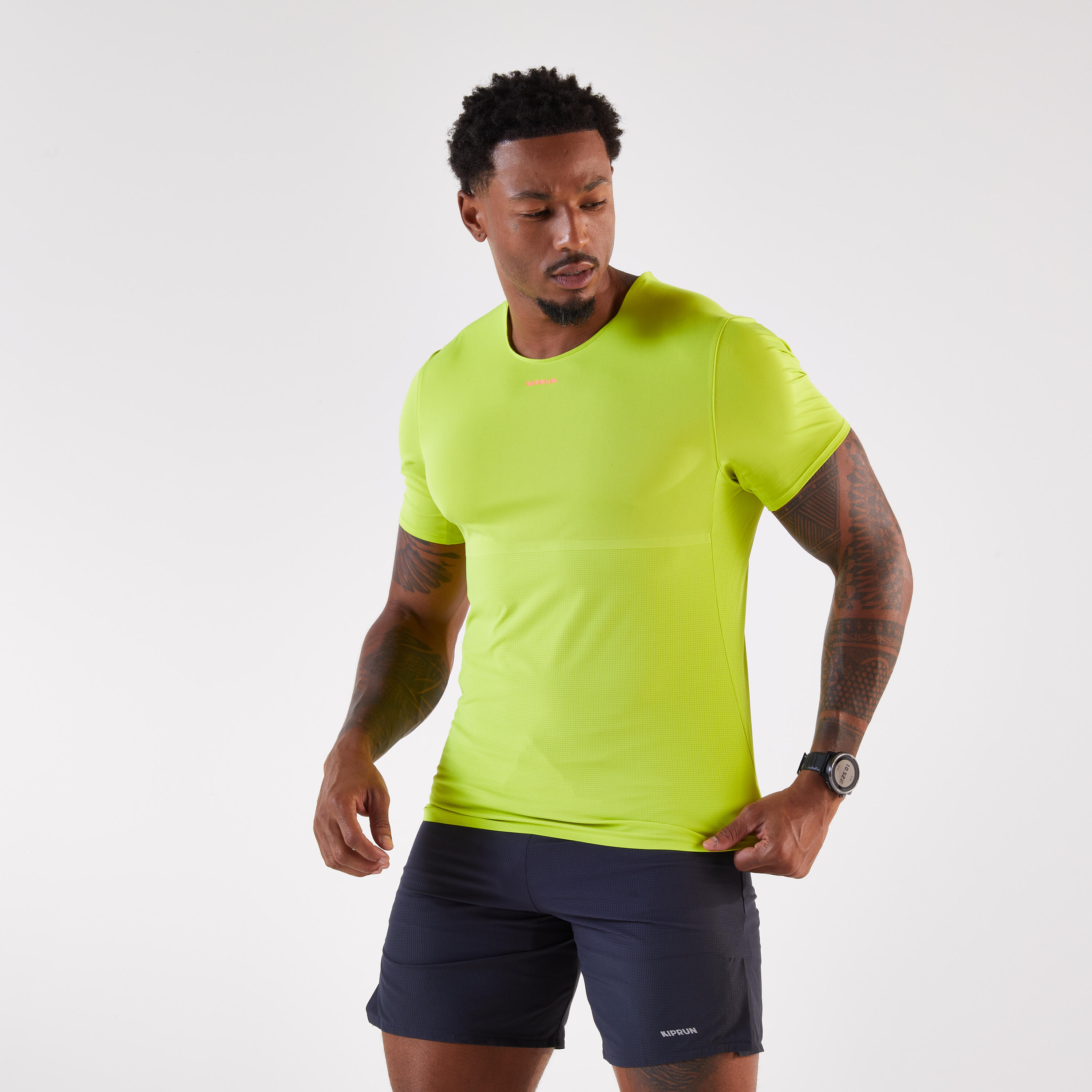 Laufshirt kurzarm Herren Langstrecke - Run 900 Ultra grün/rosa