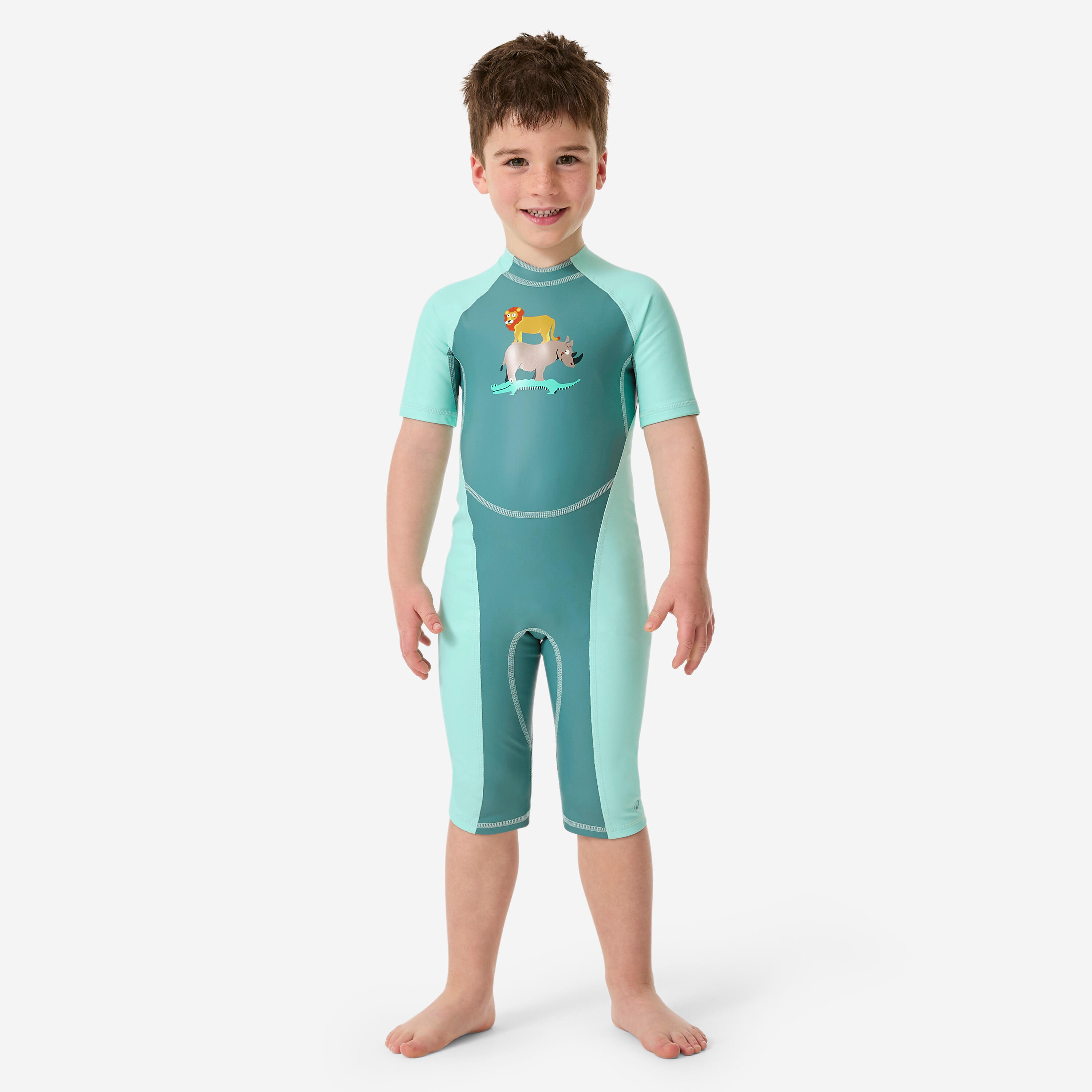 UV Einteiler Schutzanzug Baby - Kloupi grün/Print Savanne