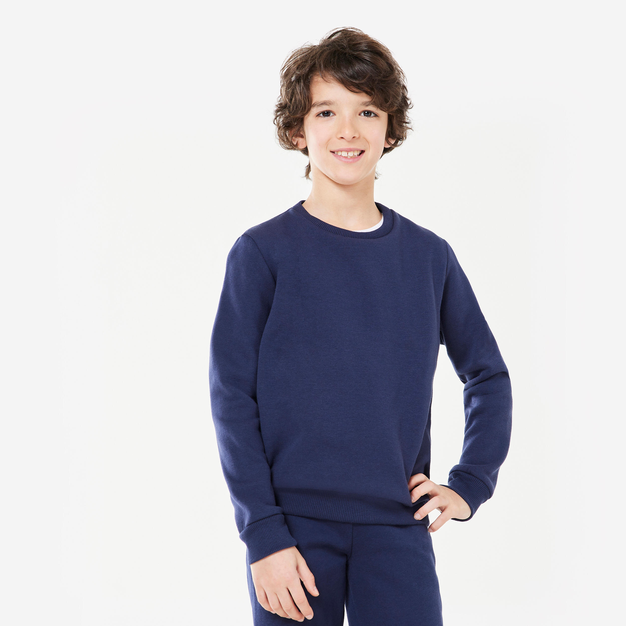 Sweatshirt Kinder Rundhalsausschnitt warm - dunkelblau