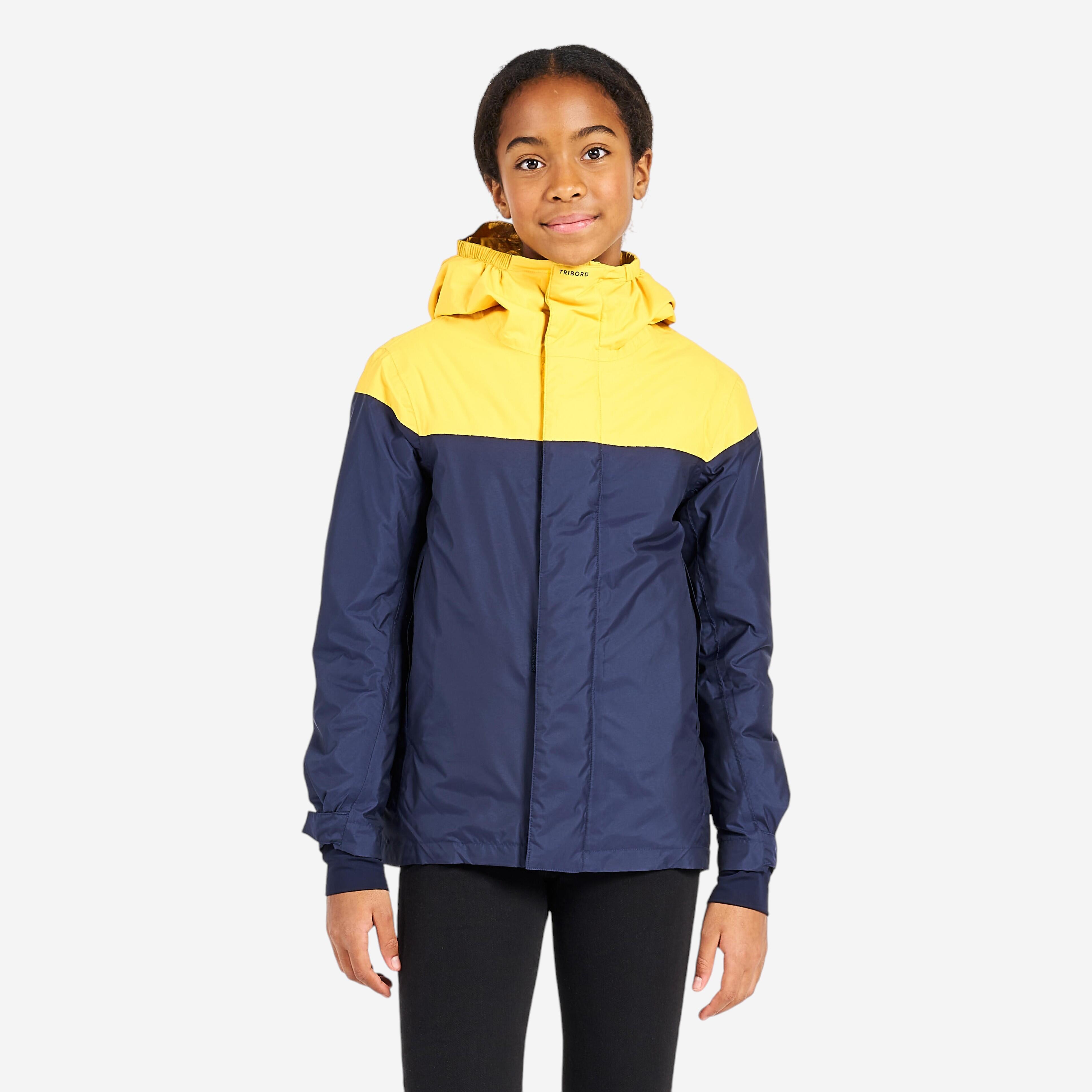 Segeljacke Kinder warm wasserdicht 100 marineblau/gelb