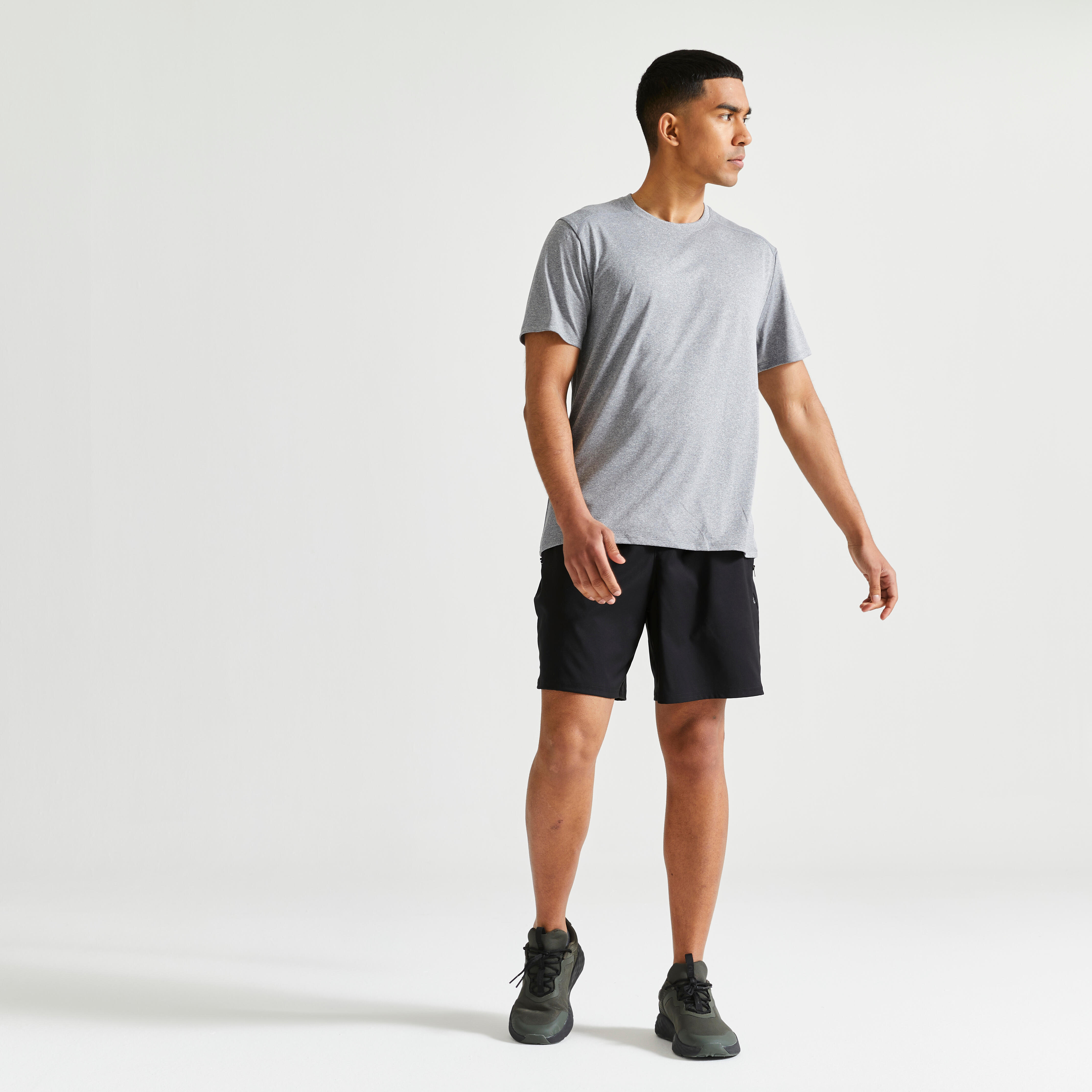 T-Shirt Herren atmungsaktiv Rundhals - grau meliert