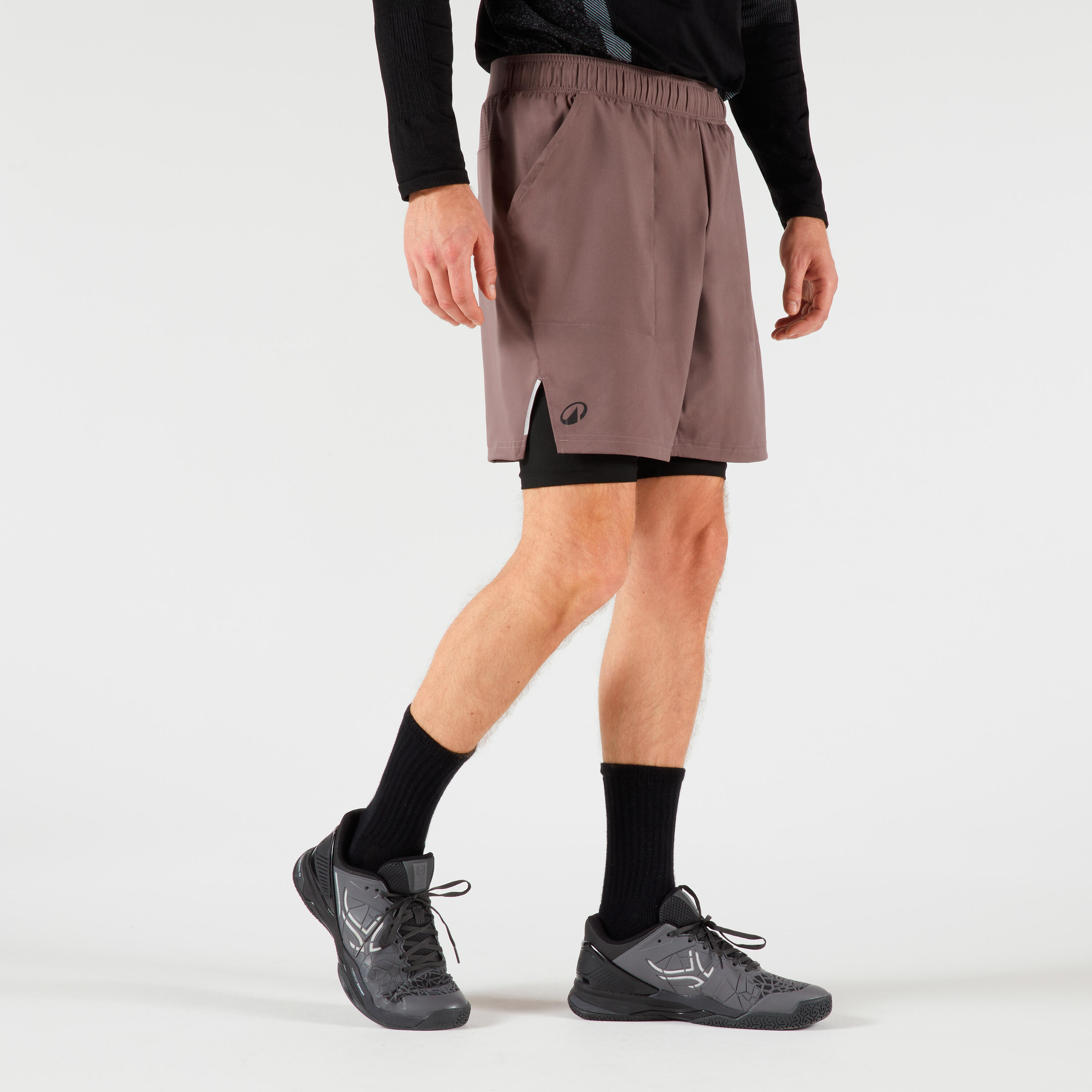Herren Tennisshorts 2-in-1 Thermic - braun/schwarz