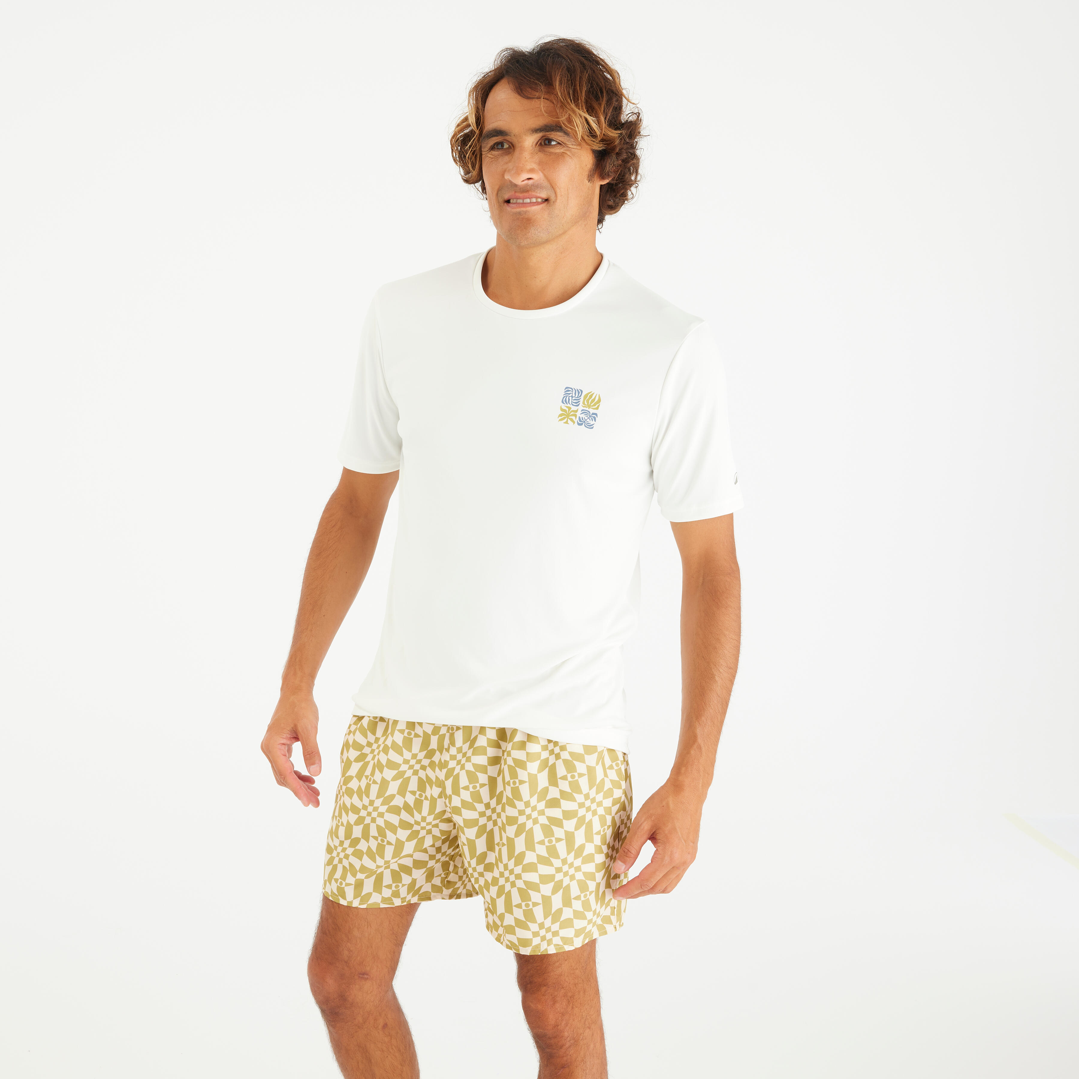 UV-Shirt Herren UV-Schutz 50+ Whiteflower weiß