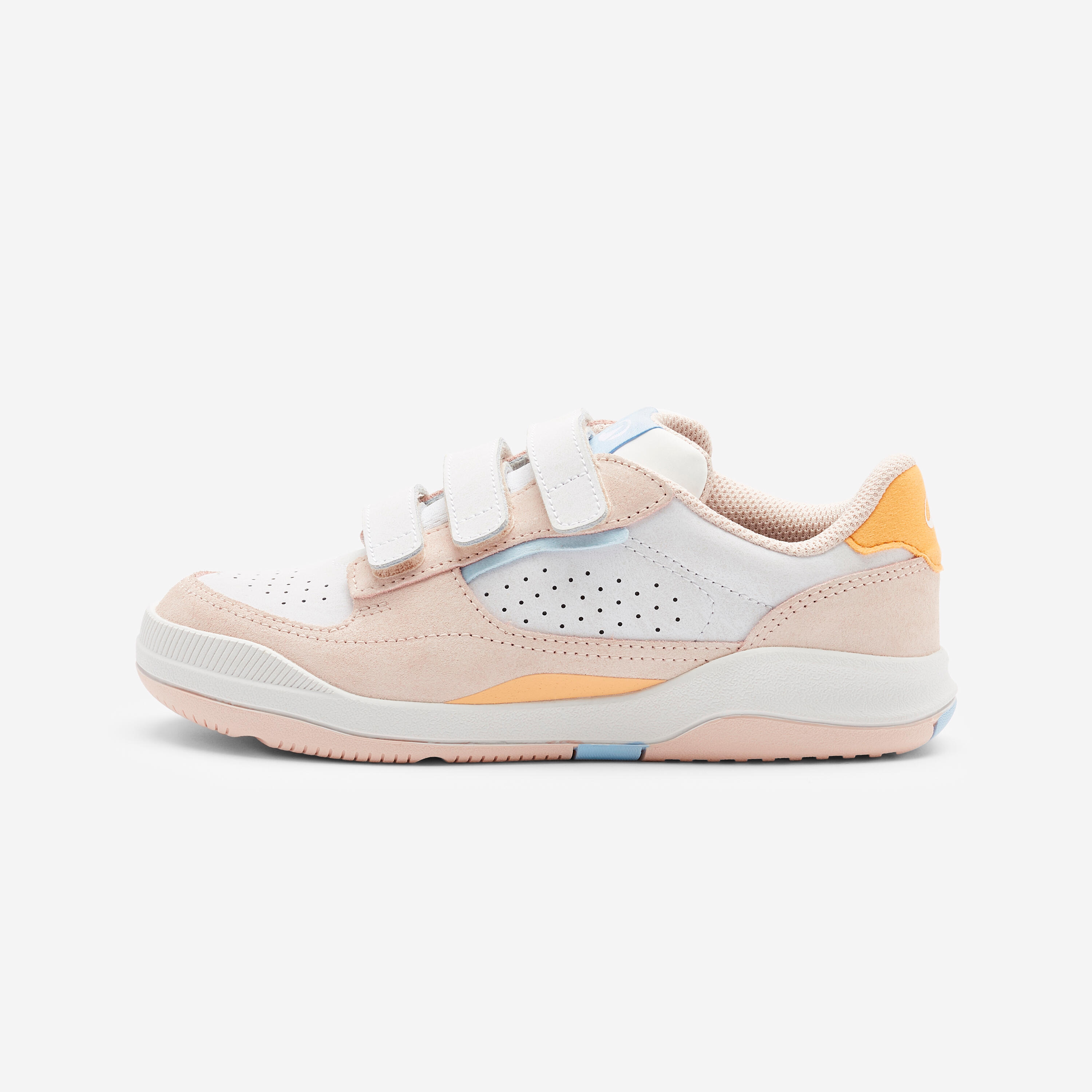 Fitnessschuhe Sneaker Kinder Klettverschluss Leder - Playventure rosa/orange