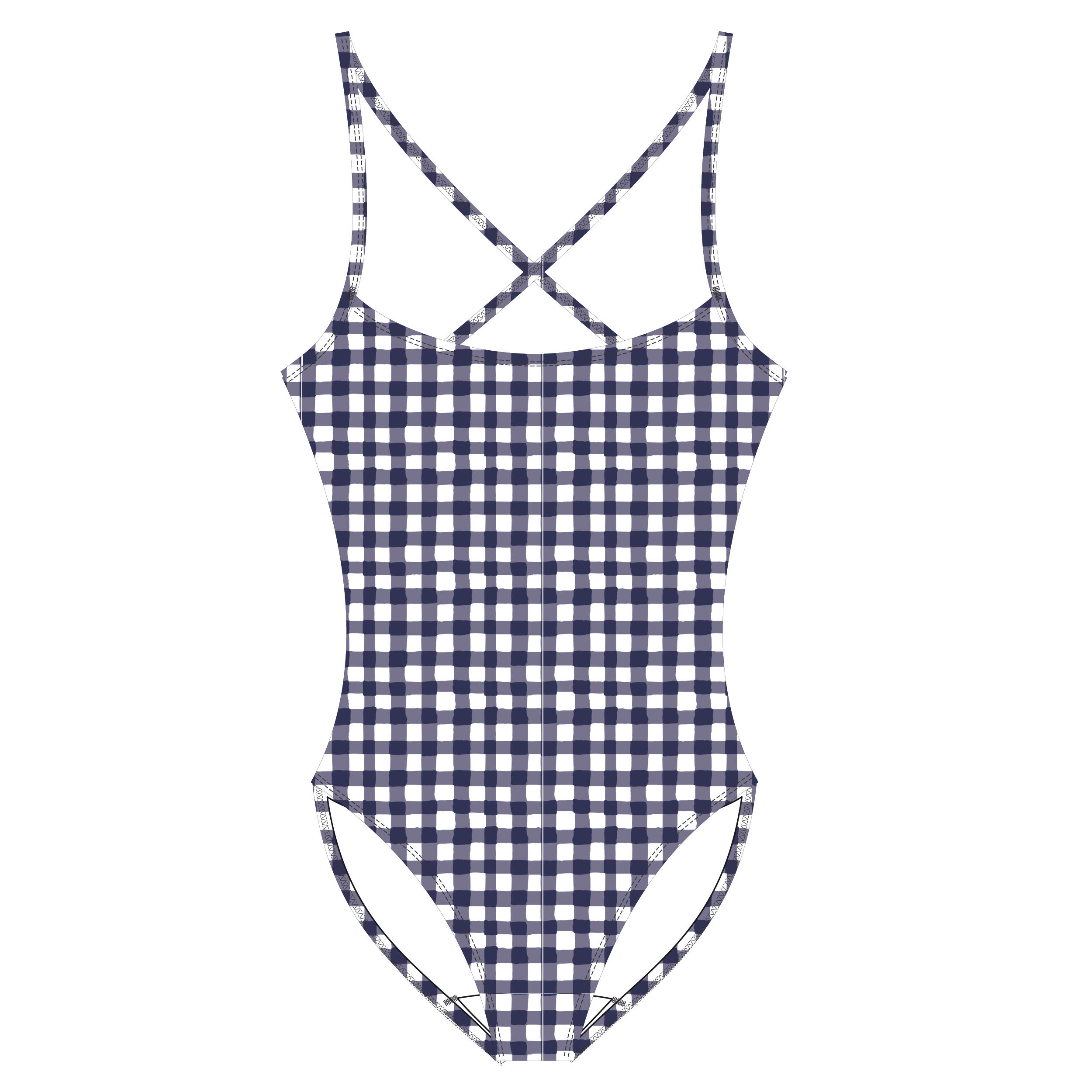 Badeanzug Mädchen Vichy Hanalei marineblau