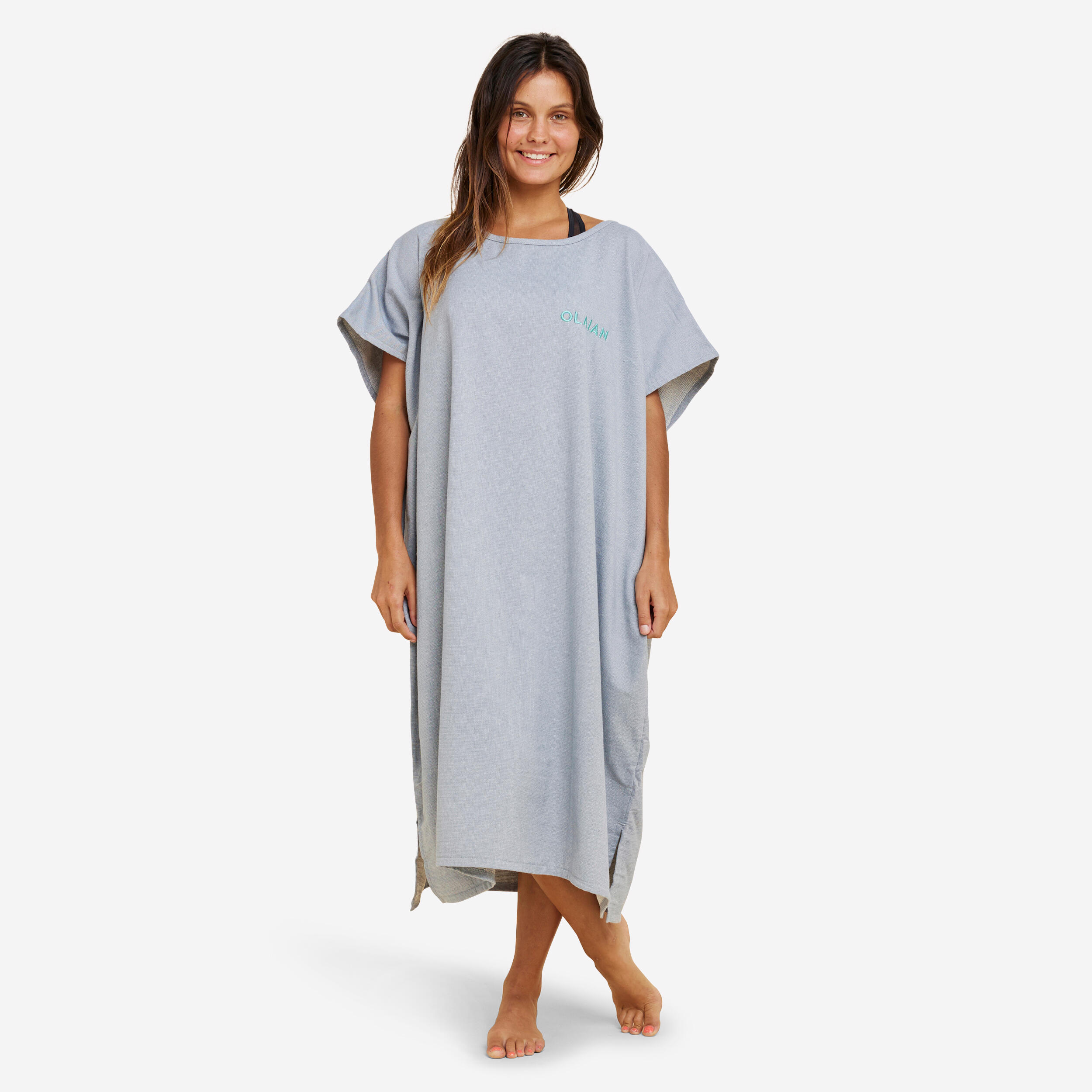 Surf-Poncho Damen/Herren - 100 grau meliert
