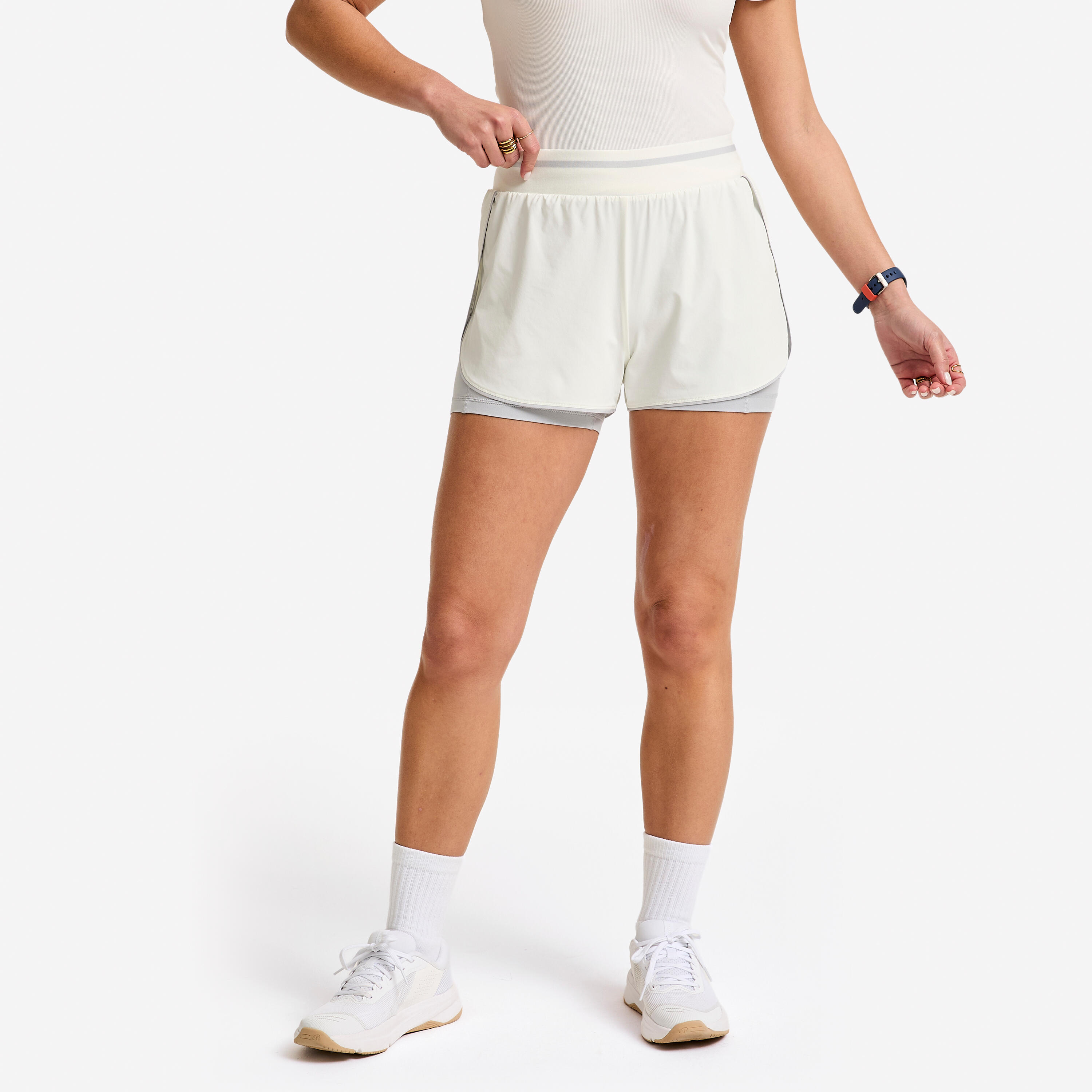 Shorts Damen doppellagig - weiß