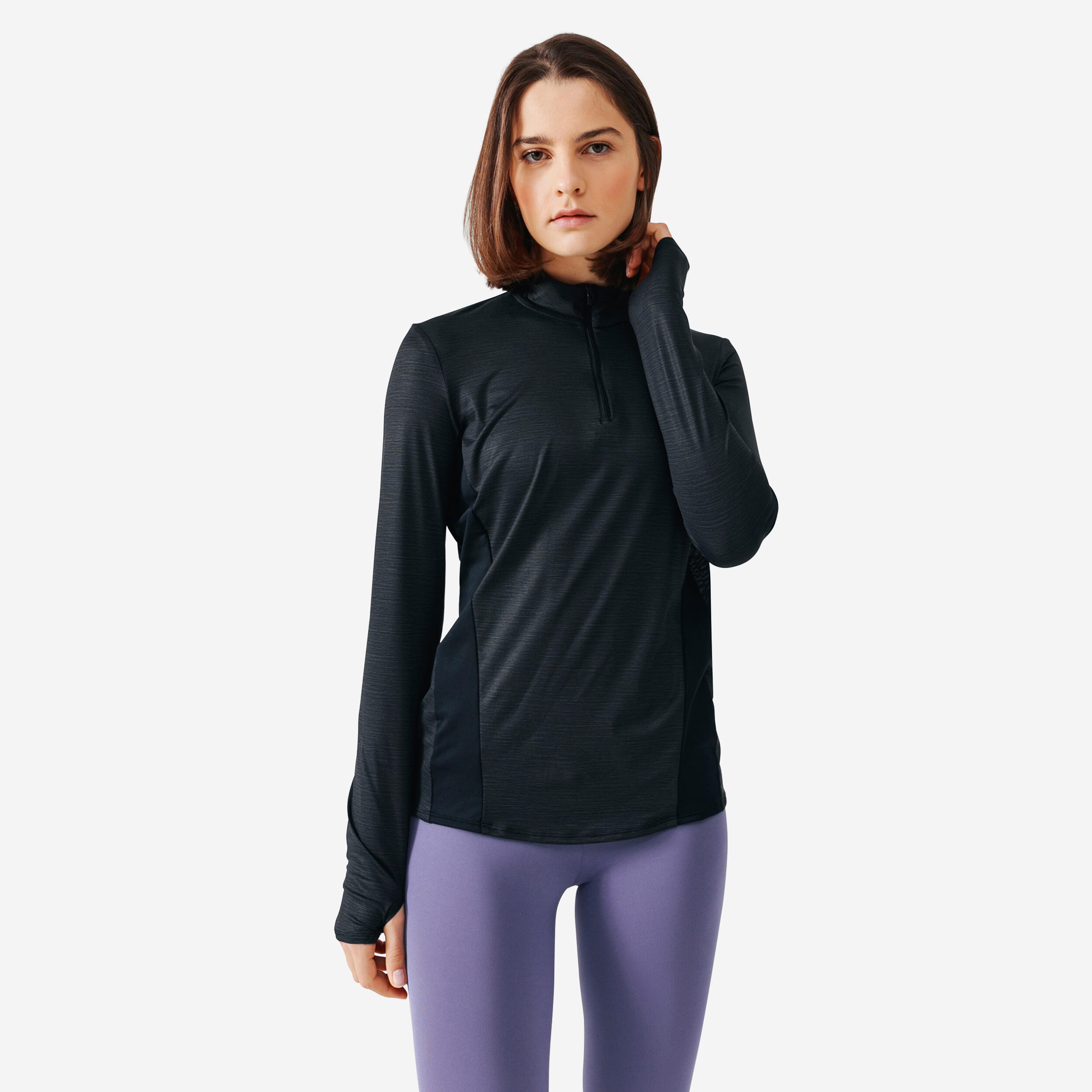 Laufshirt langarm Damen atmungsaktiv - Run 100 Dry schwarz