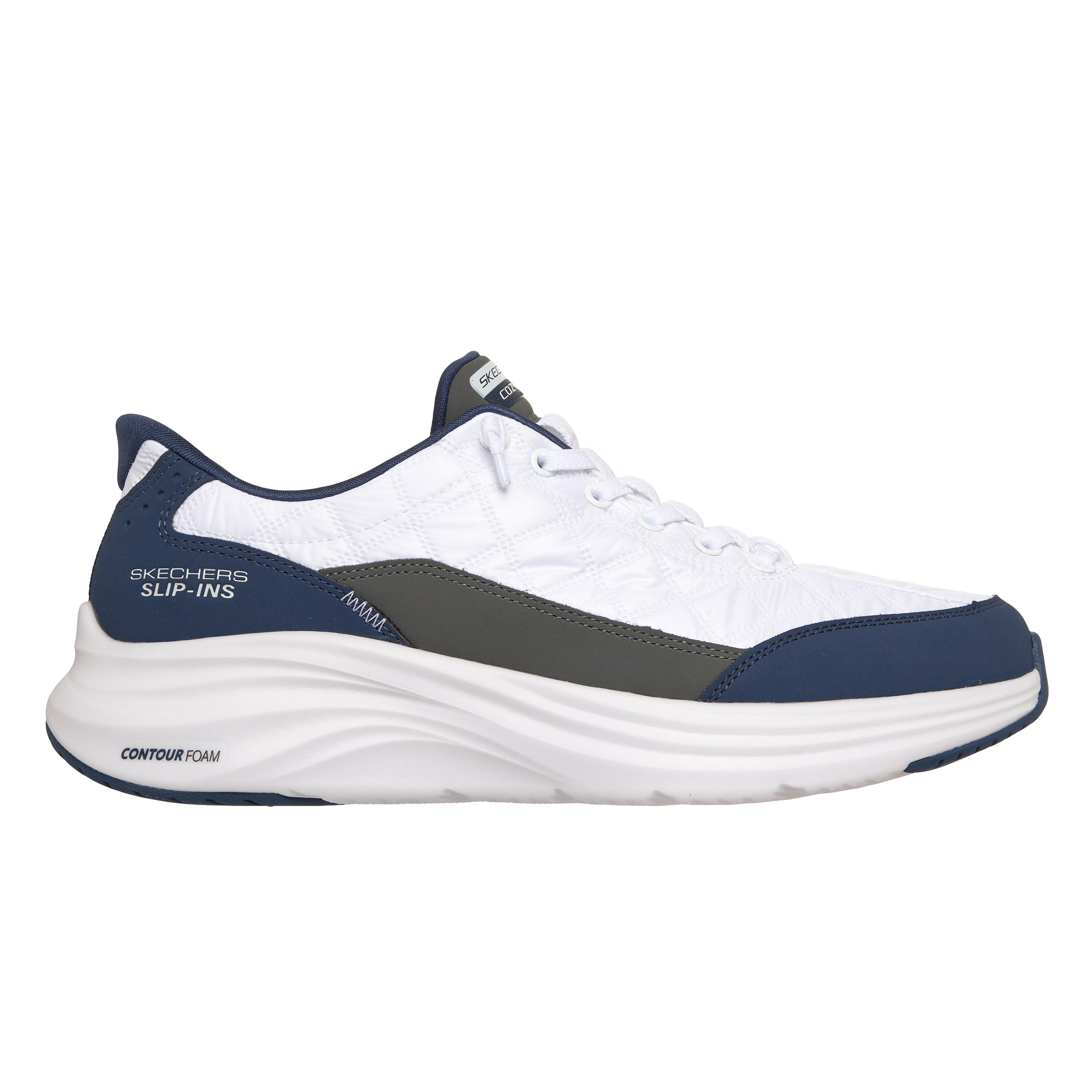 Skechers Fitnessschuhe Sneaker Herren Slip-ins - Cozy Fit weiß/dunkelblau