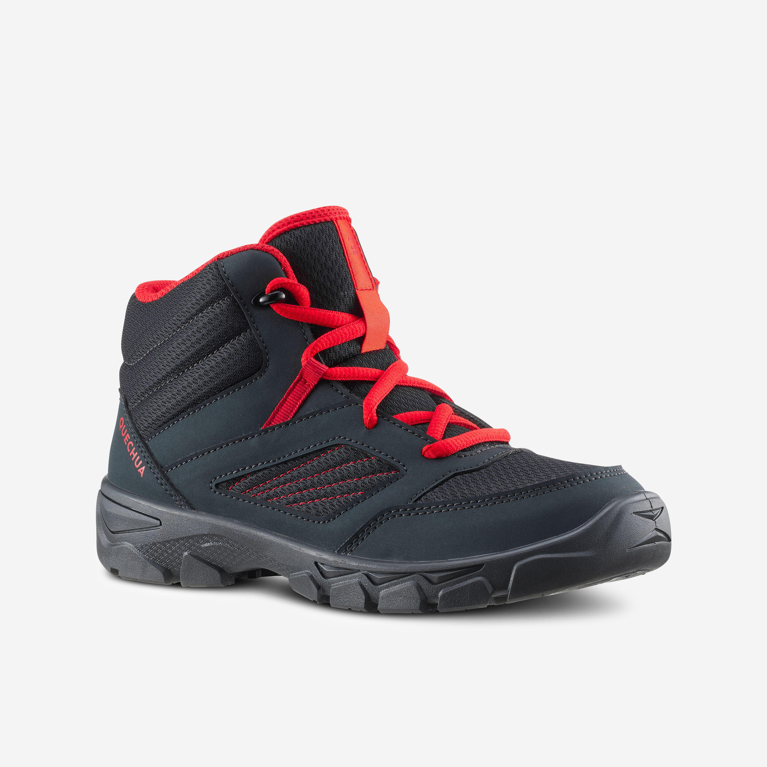 Wanderschuhe Kinder Gr.35–38 halbhoch mit Schnürung Wandern - NH100 grau