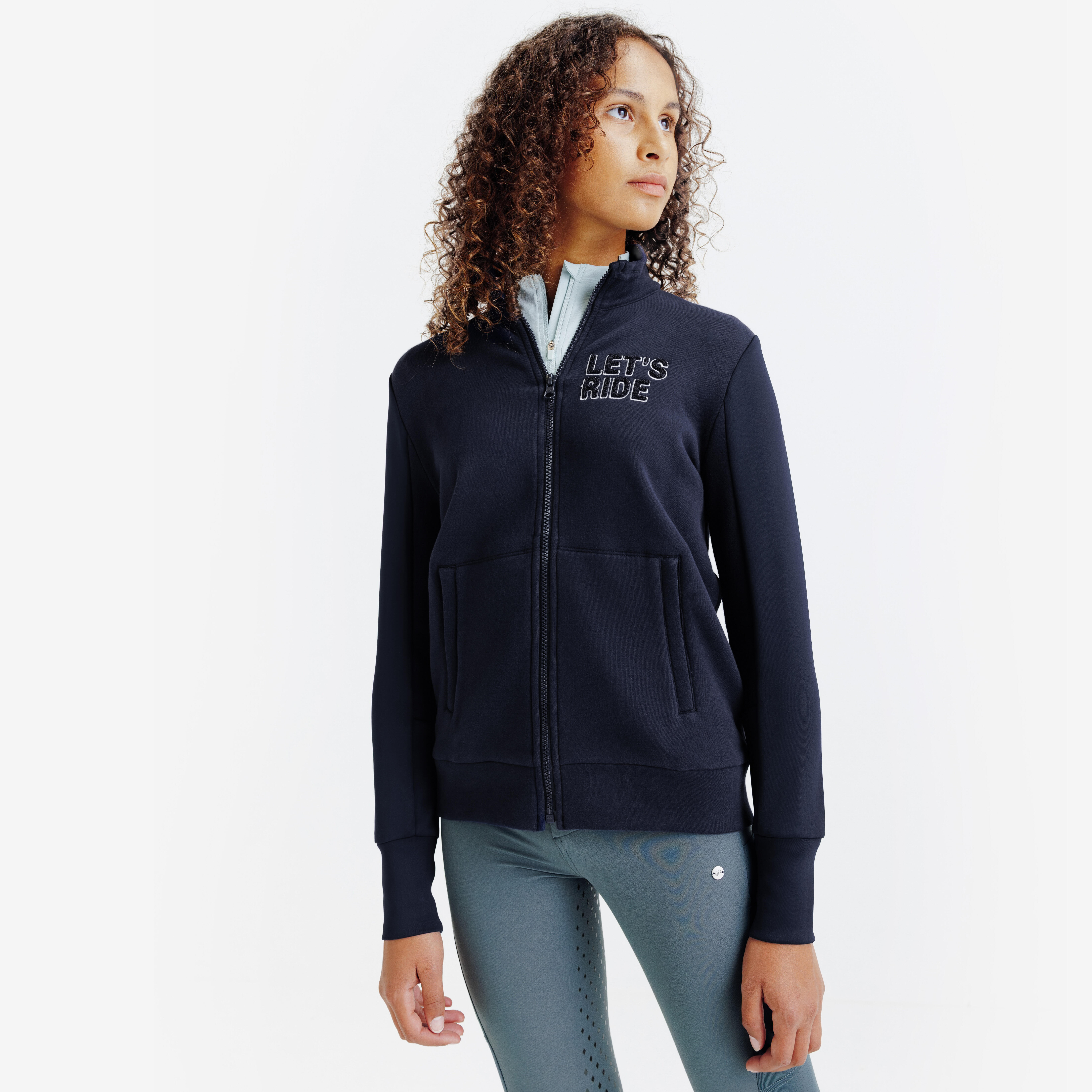 Reit-Sweatjacke 500 Kinder marineblau
