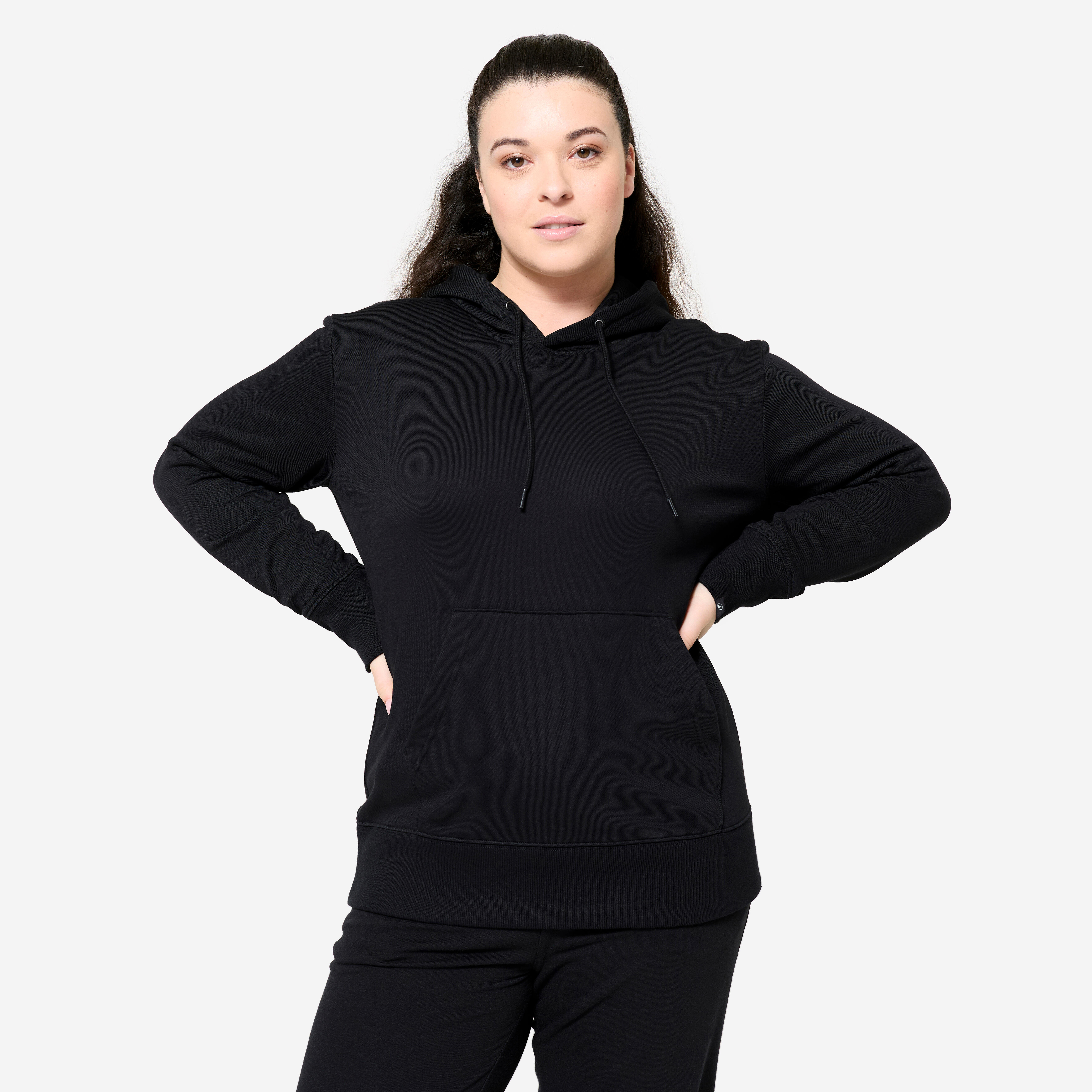 Hoodie Damen Baumwolle - schwarz