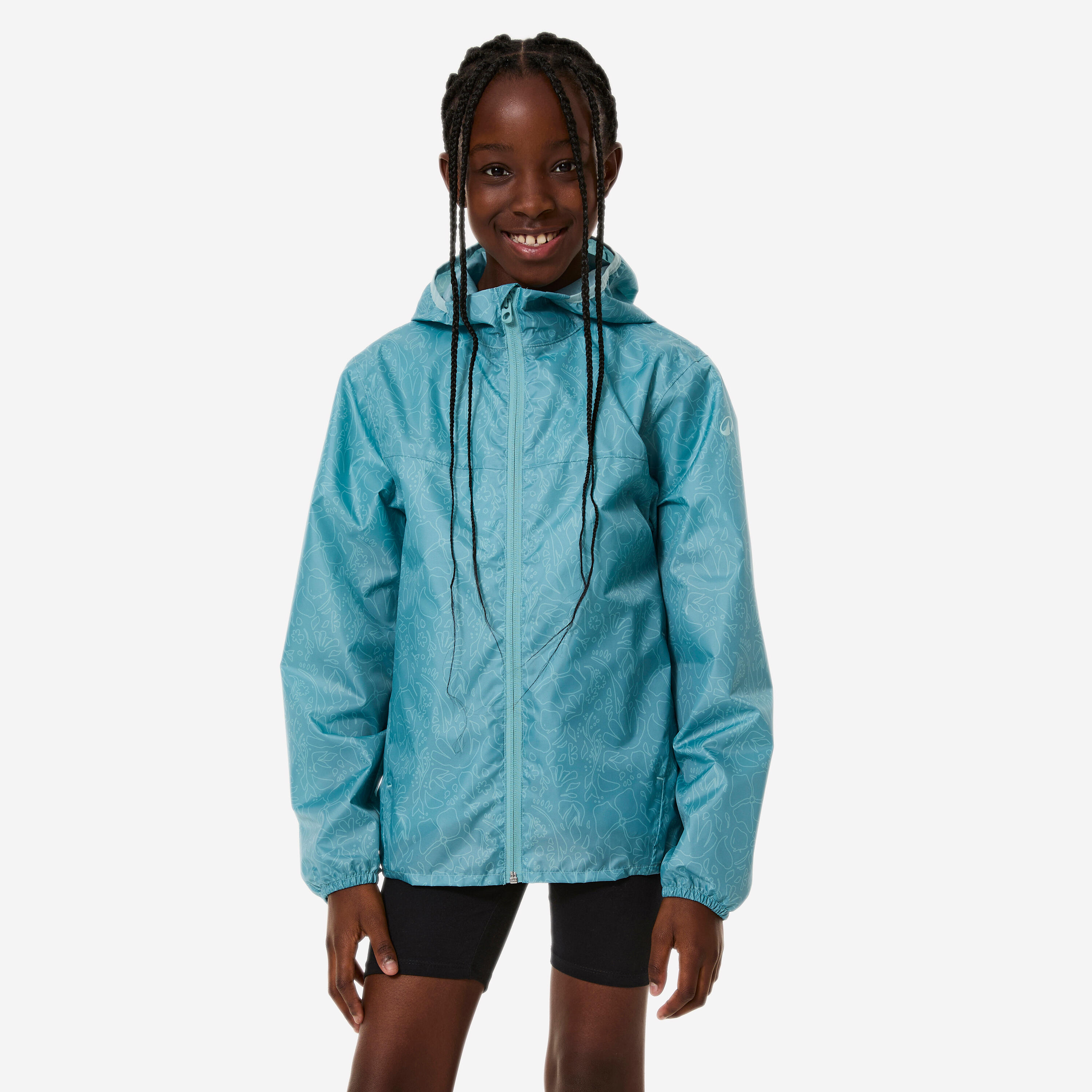 Regenjacke Kinder wasserdicht Größe 122–170 Wandern - MH100 Zip blau
