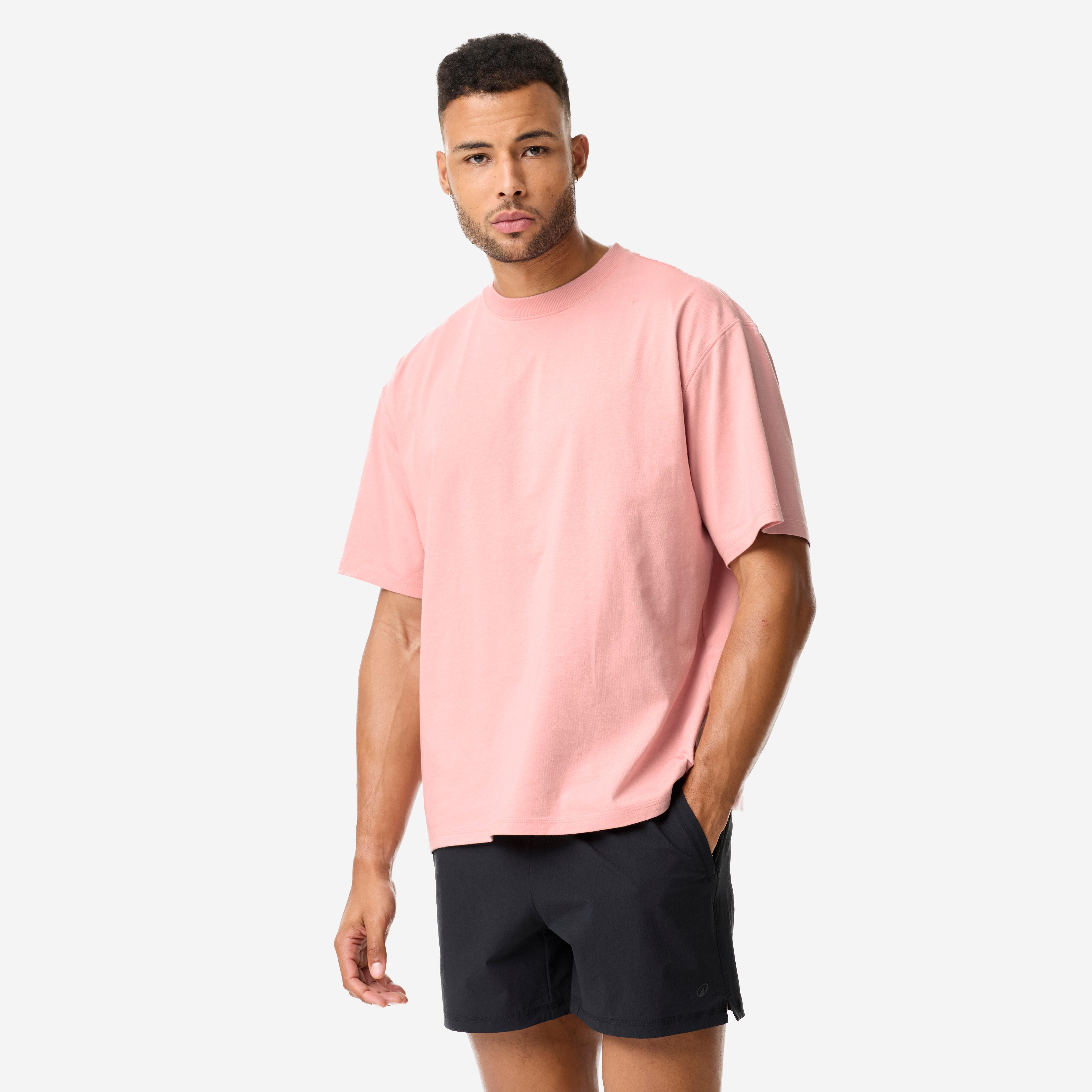 T-Shirt Herren Krafttraining weit - rosa
