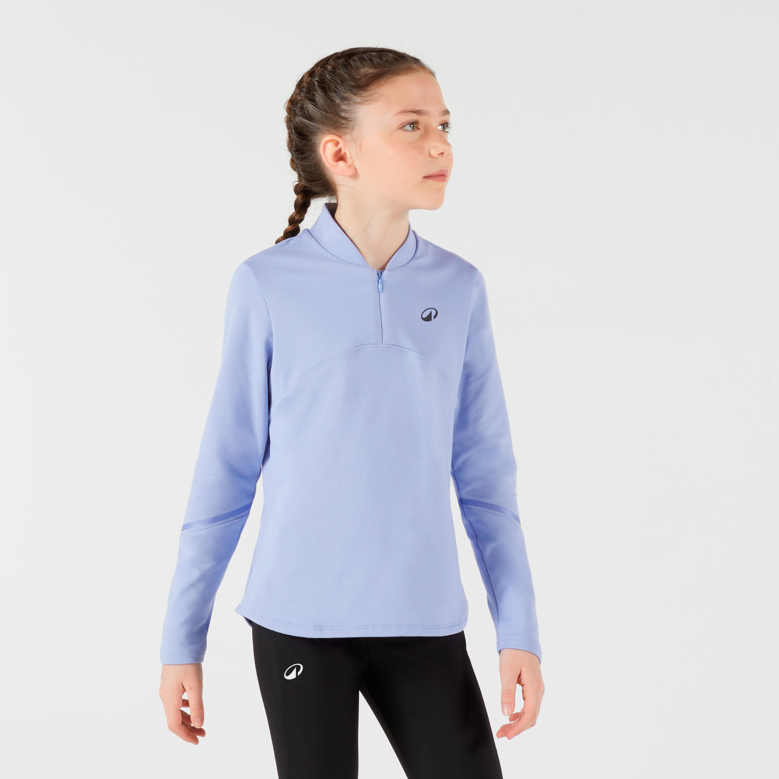 Mädchen Tennis Langarmshirt Thermic 1/2 Zip - violett