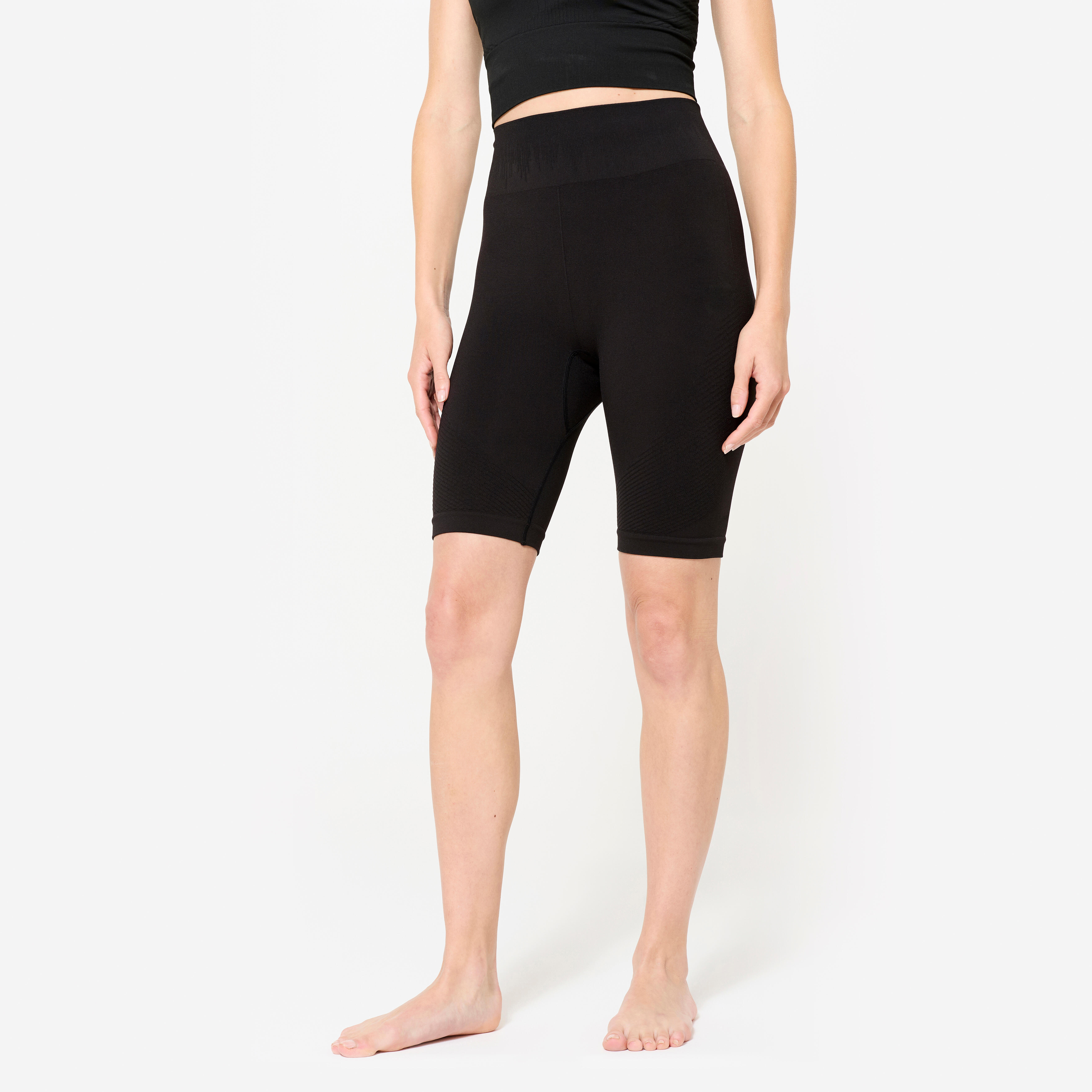 Radlerhose dynamisches Yoga Damen - schwarz
