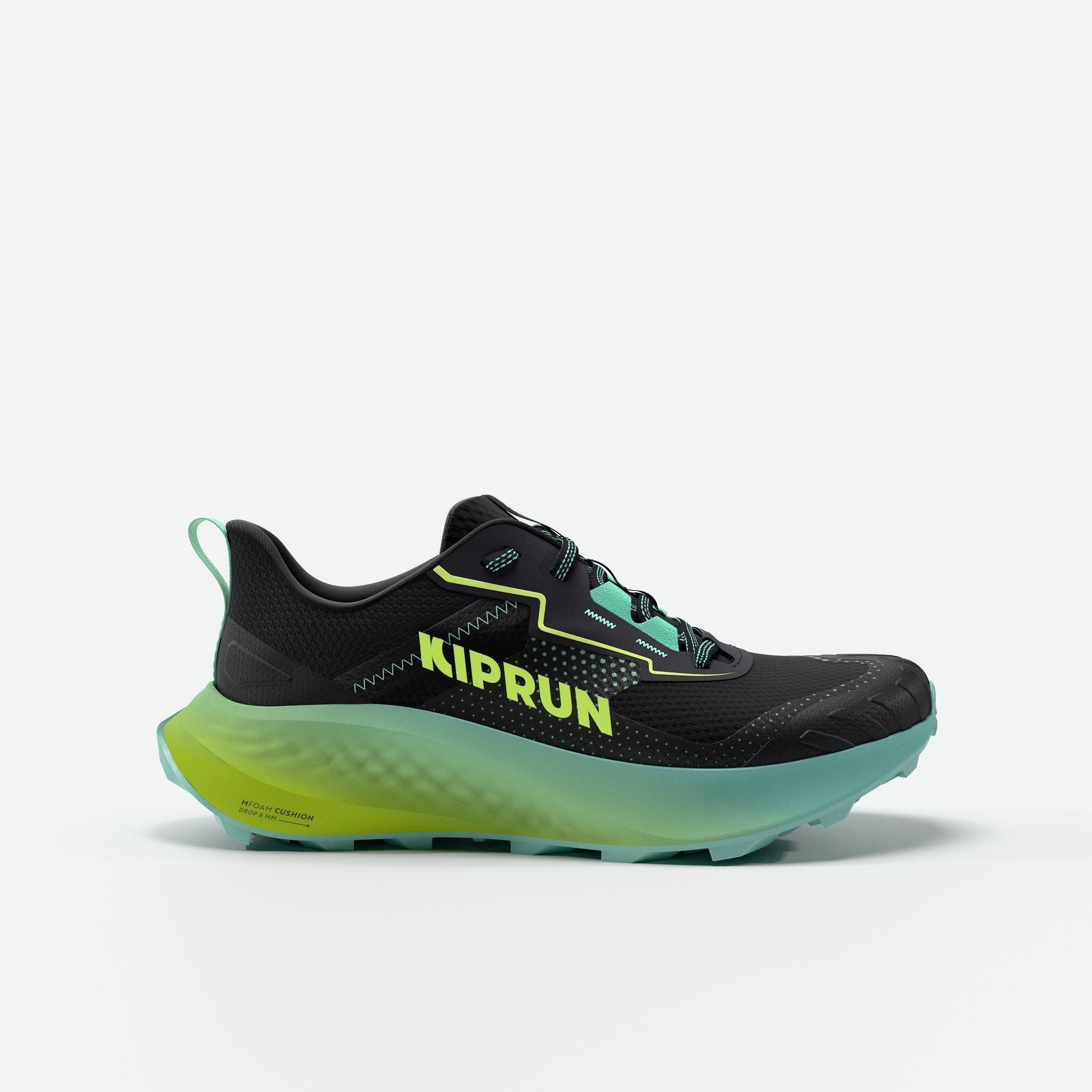 Laufschuhe Trailrunning Crosslauf Kinder - K500 Grip schwarz/grün