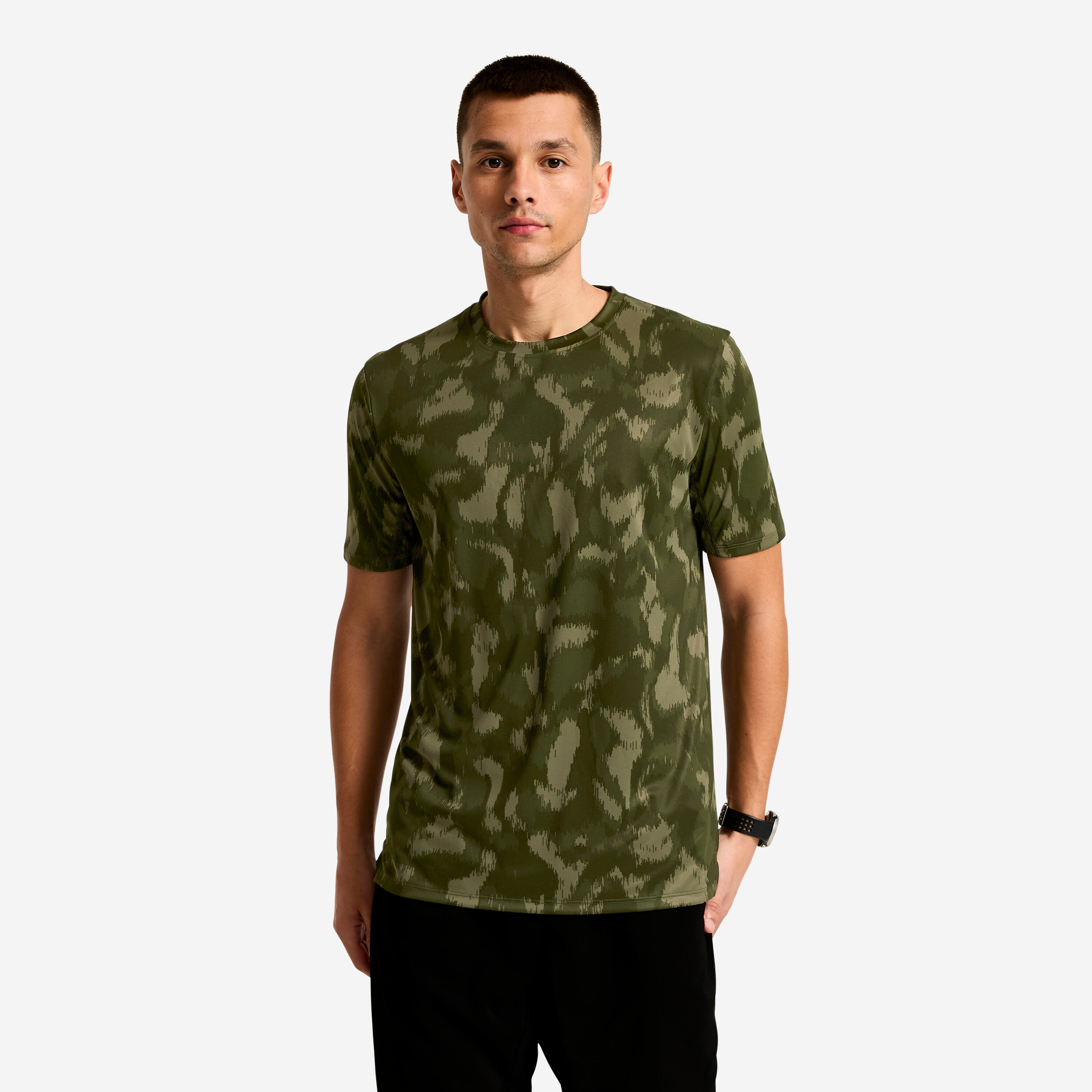 T-Shirt Herren Rundhals atmungsaktiv - khaki
