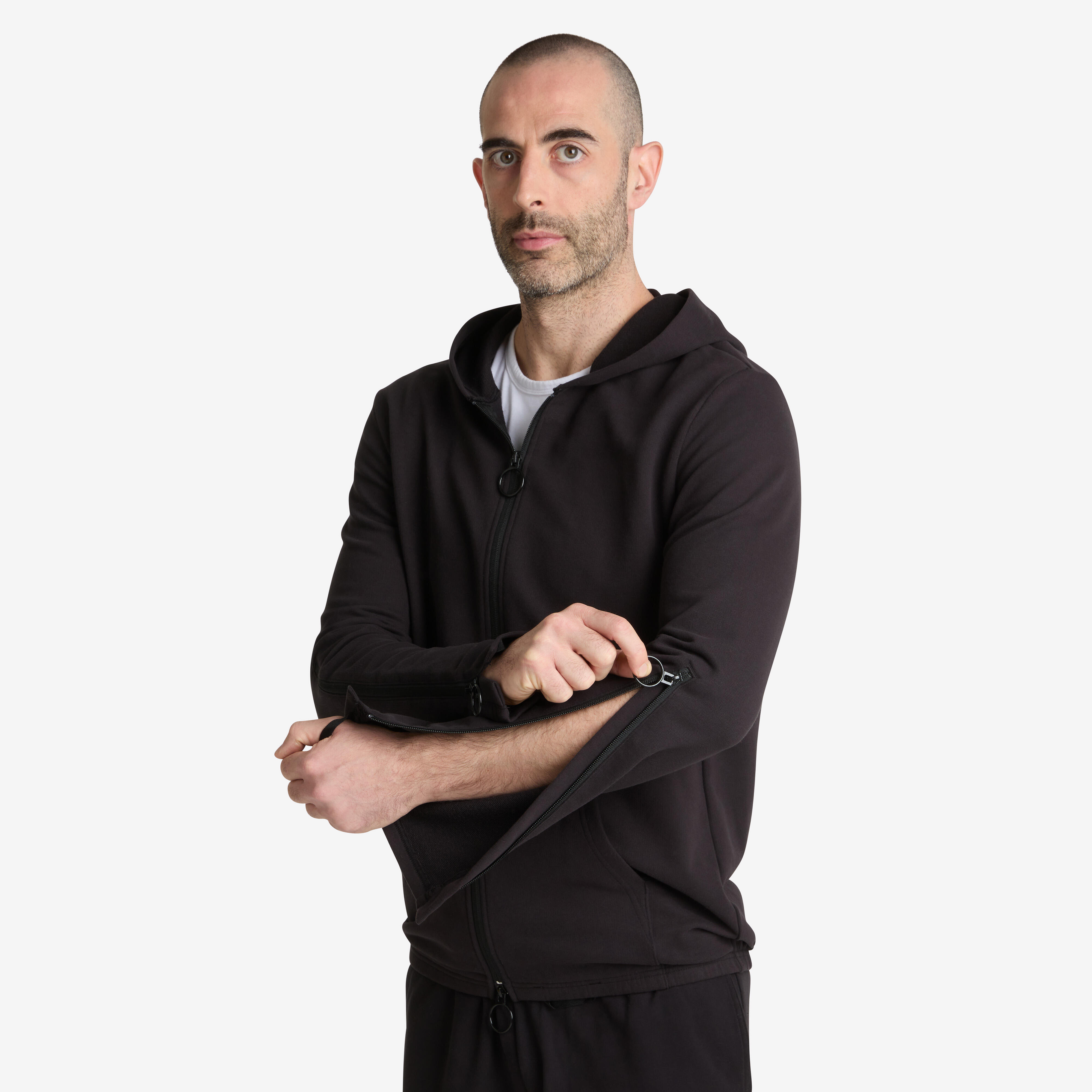 Sweatjacke Herren einfaches Anziehen - schwarz