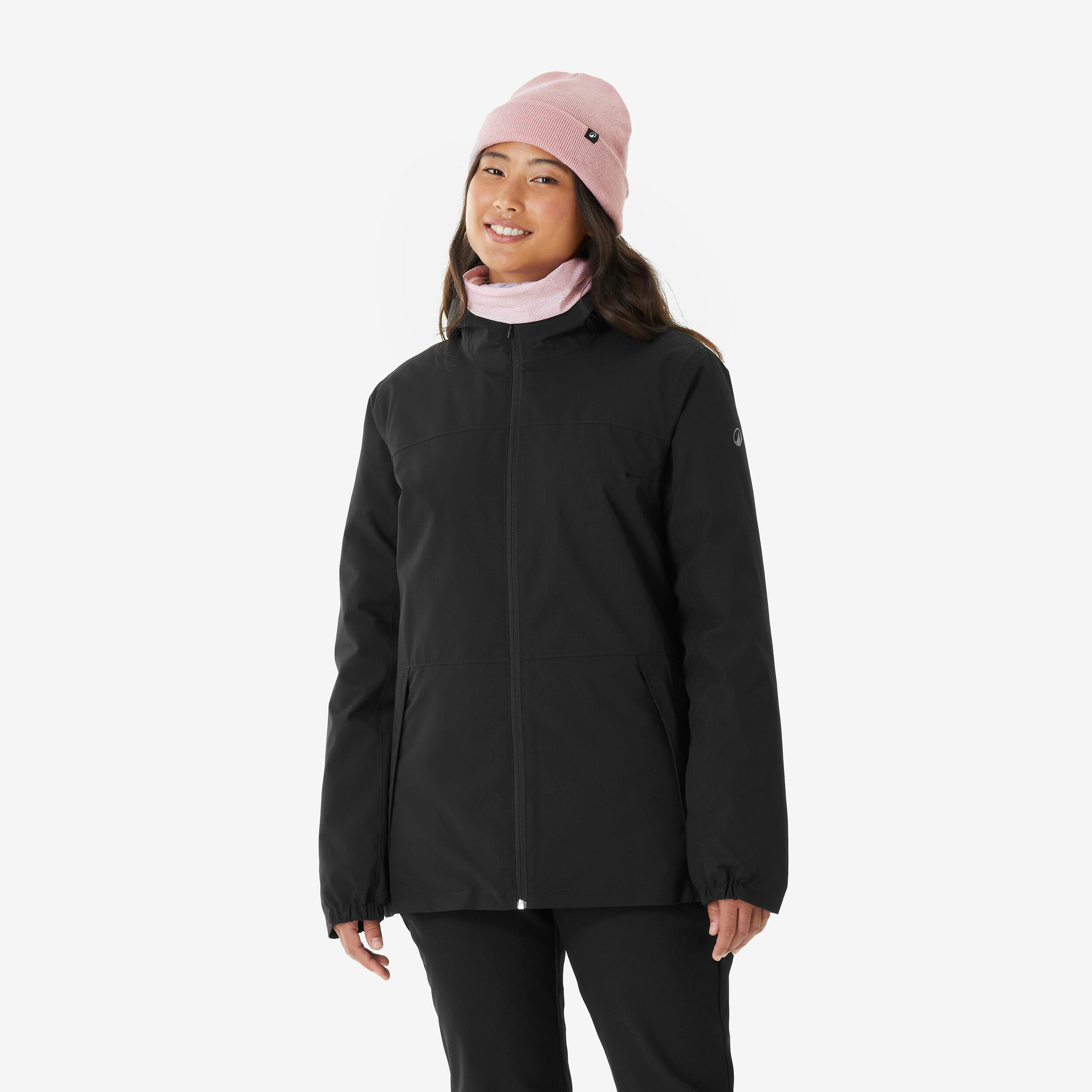 Skijacke warm und wasserdicht Damen - 100 schwarz