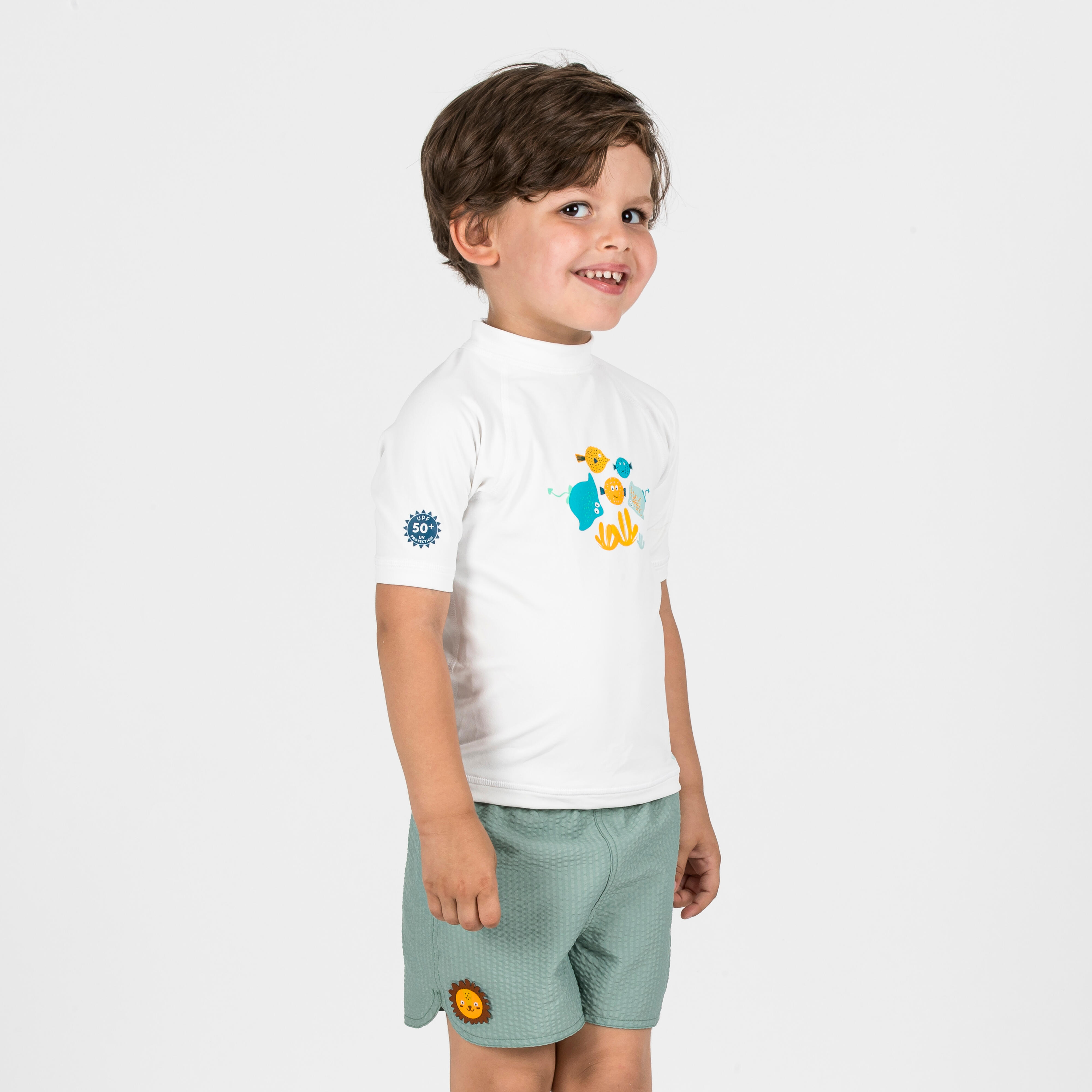 UV-Shirt kurzarm Baby - Fish weiß
