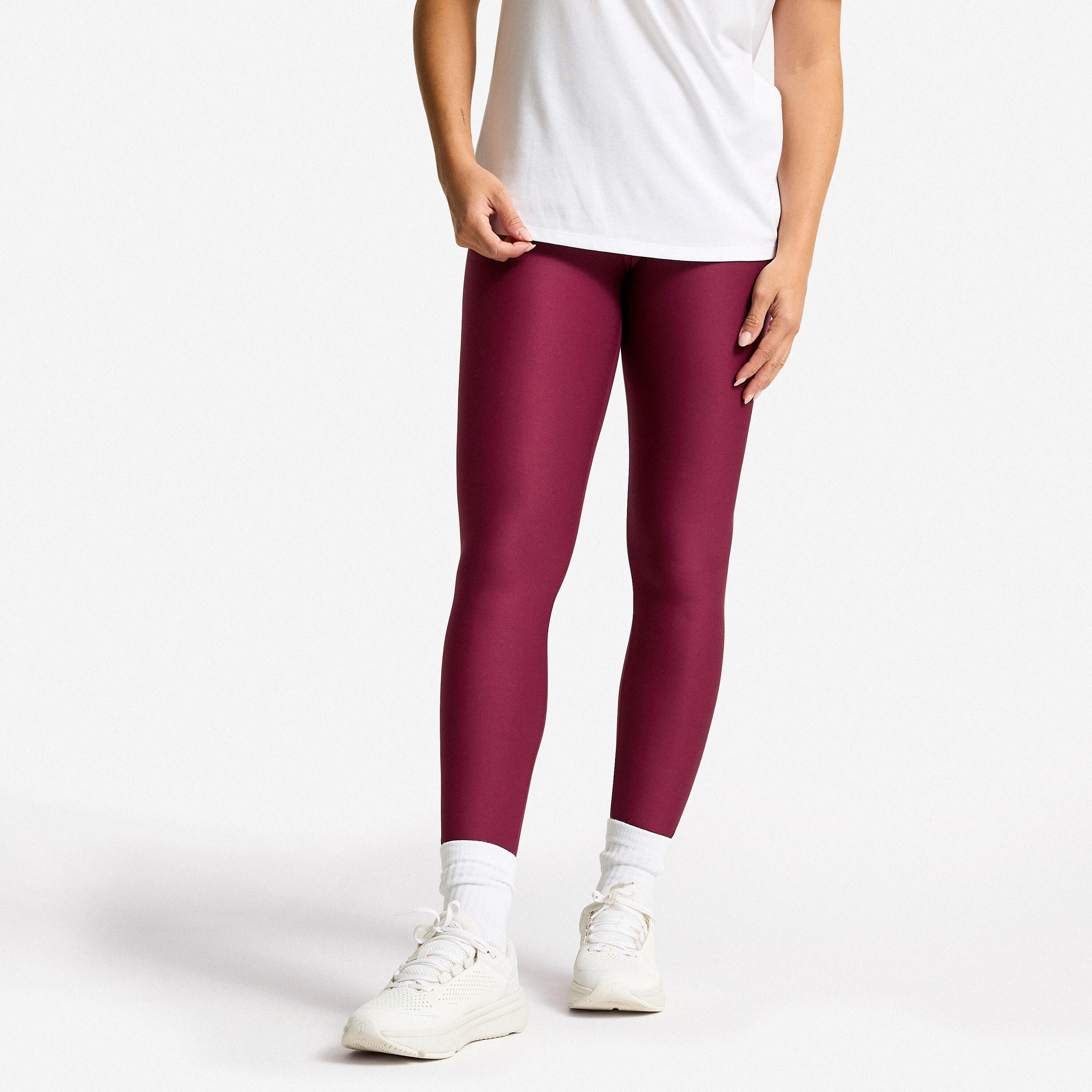 Leggings Damen hohe Taille - pflaumenfarben
