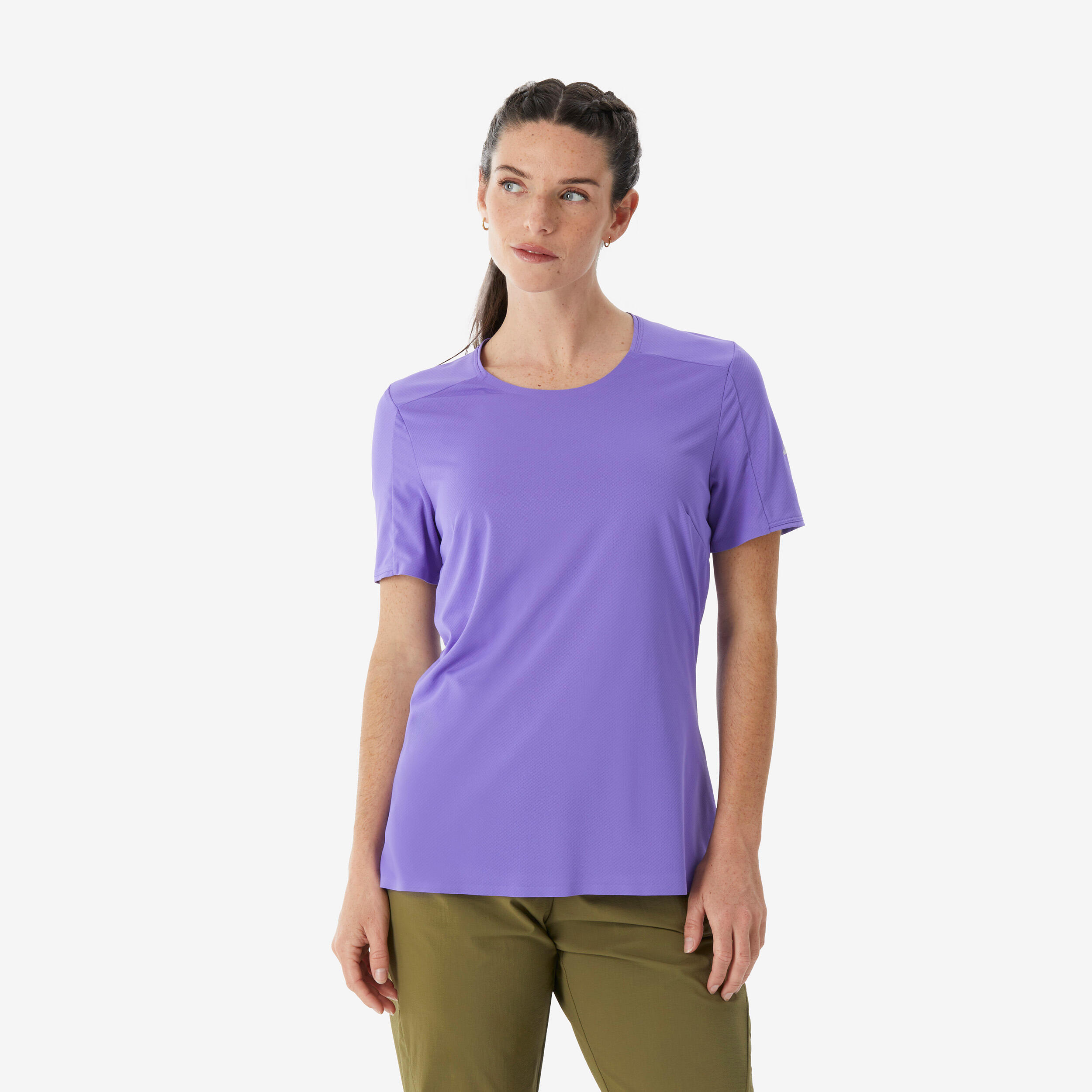 Wandershirt Damen kurzarm - MH500 dunkelviolett