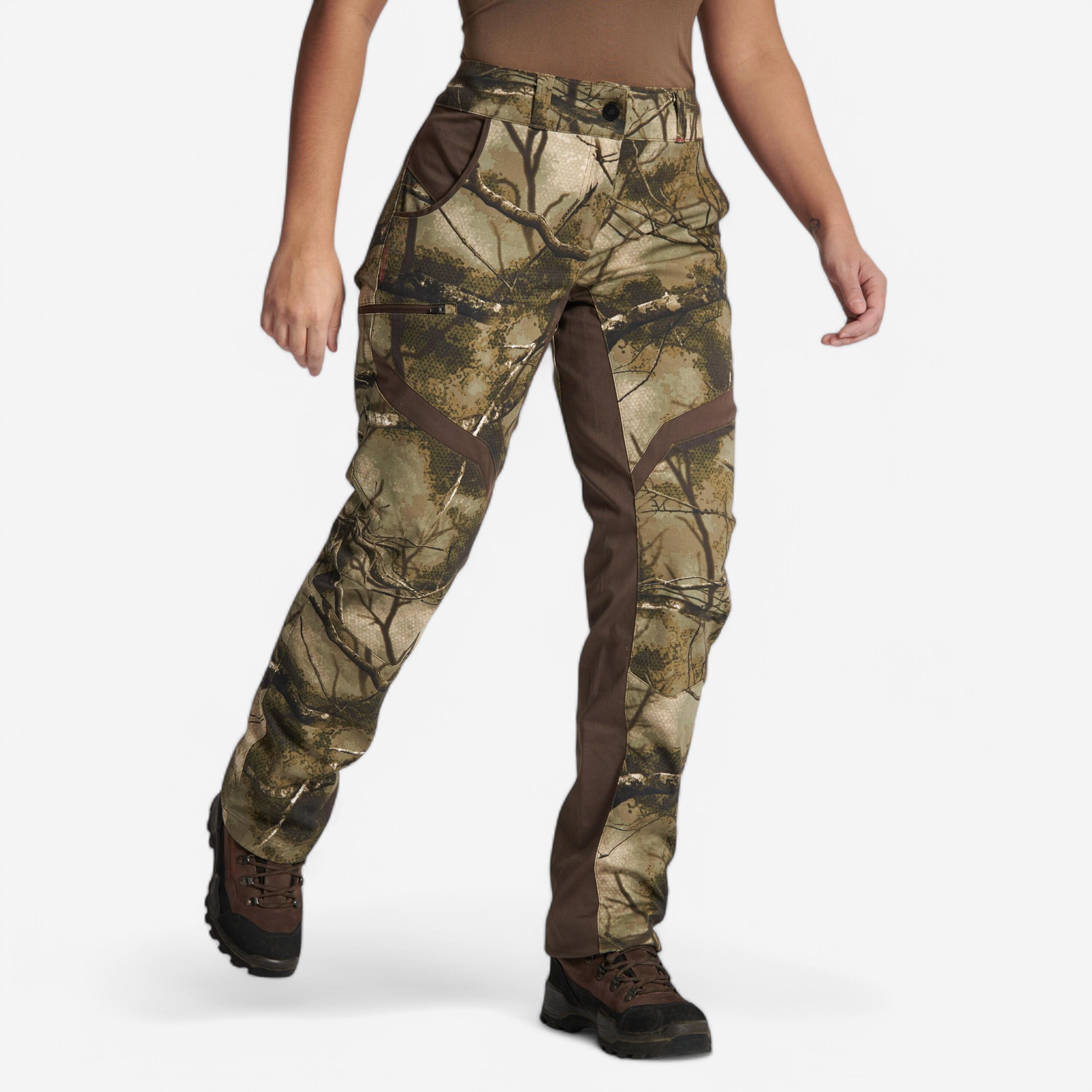 Jagdhose 500 Damen geräuscharm atmungsaktiv Camouflage
