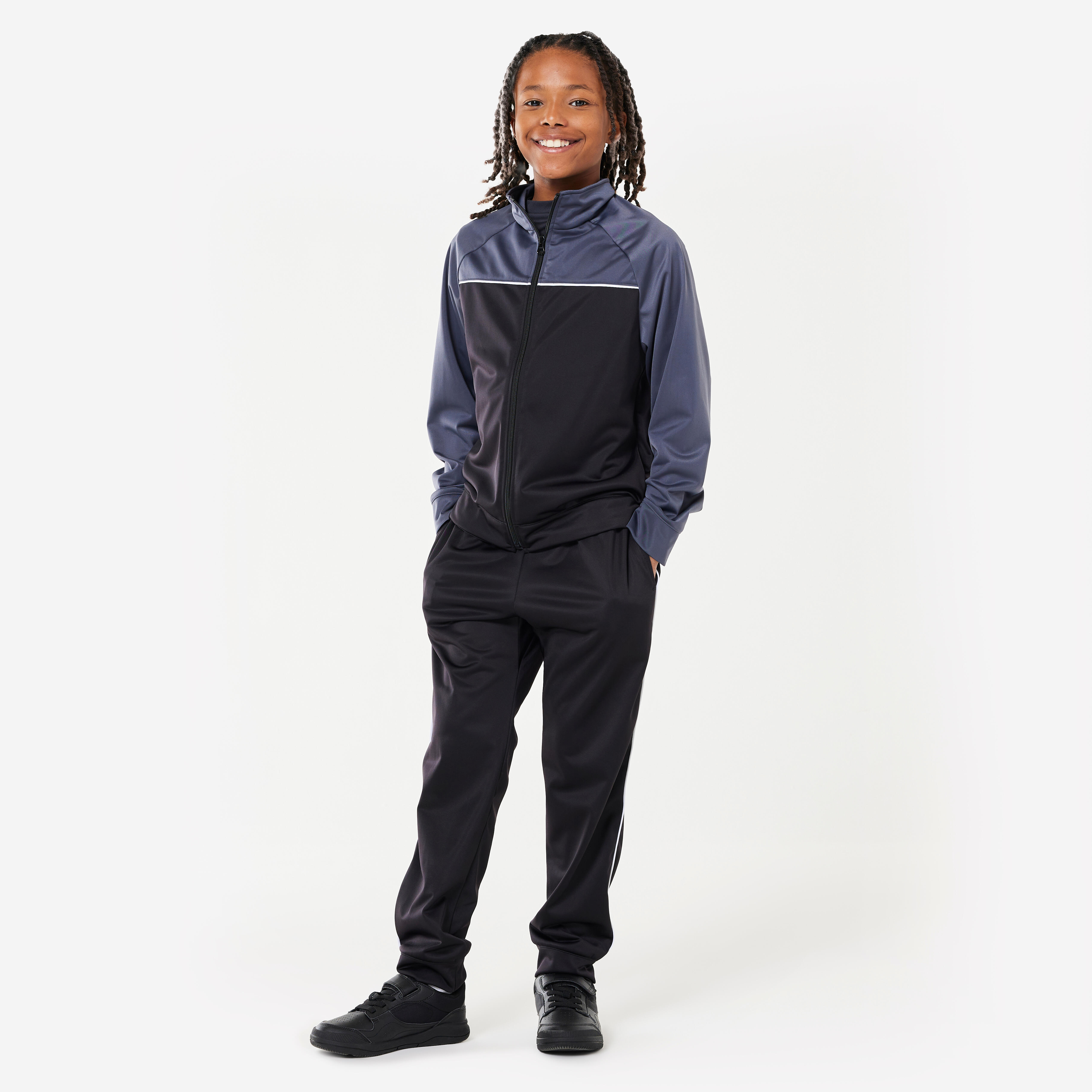 Trainingsanzug Kinder - 120 schwarz/weiss