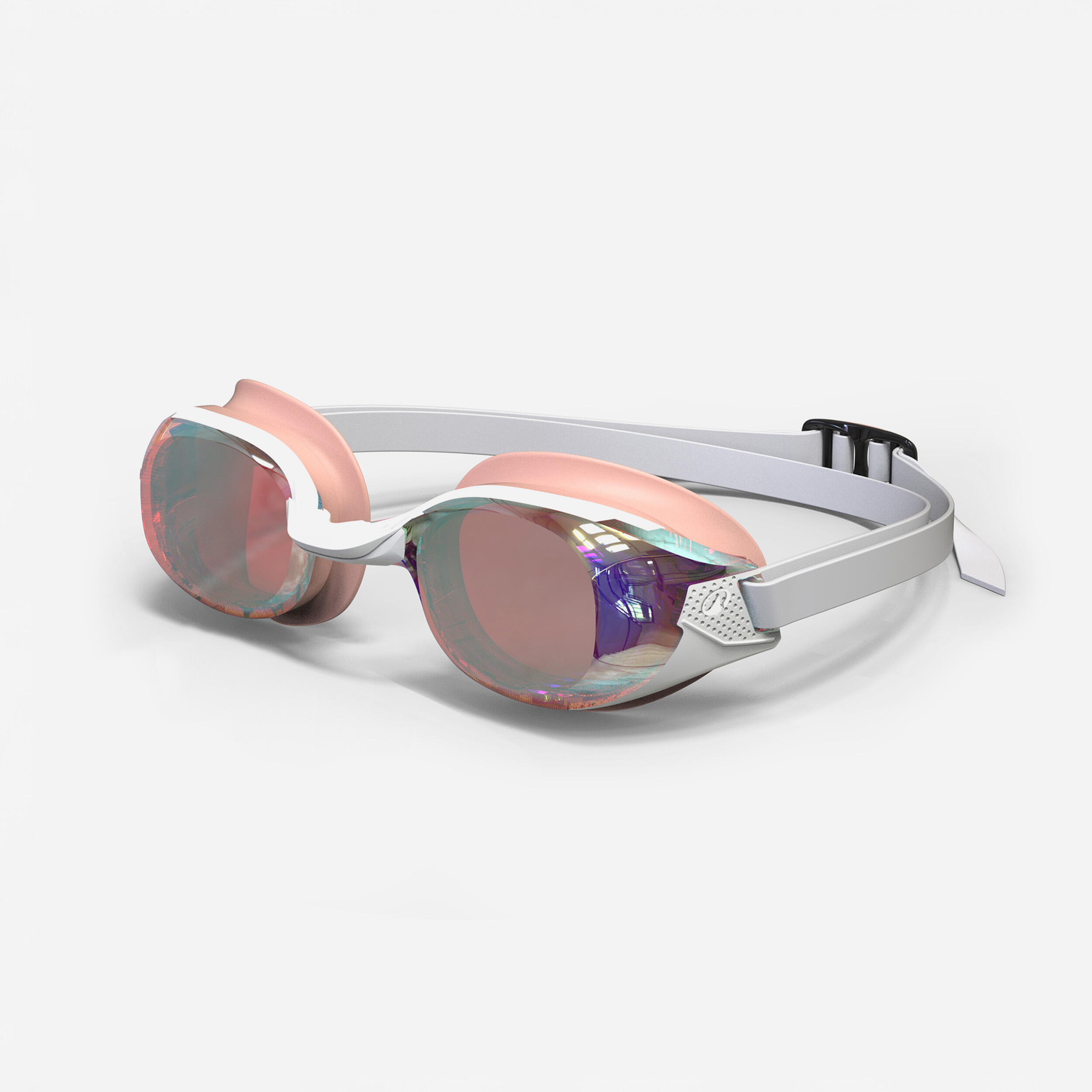 Schwimmbrille verspiegelt Anti-Beschlag-Schutz Einheitsgröße - BFit weiß/rosa