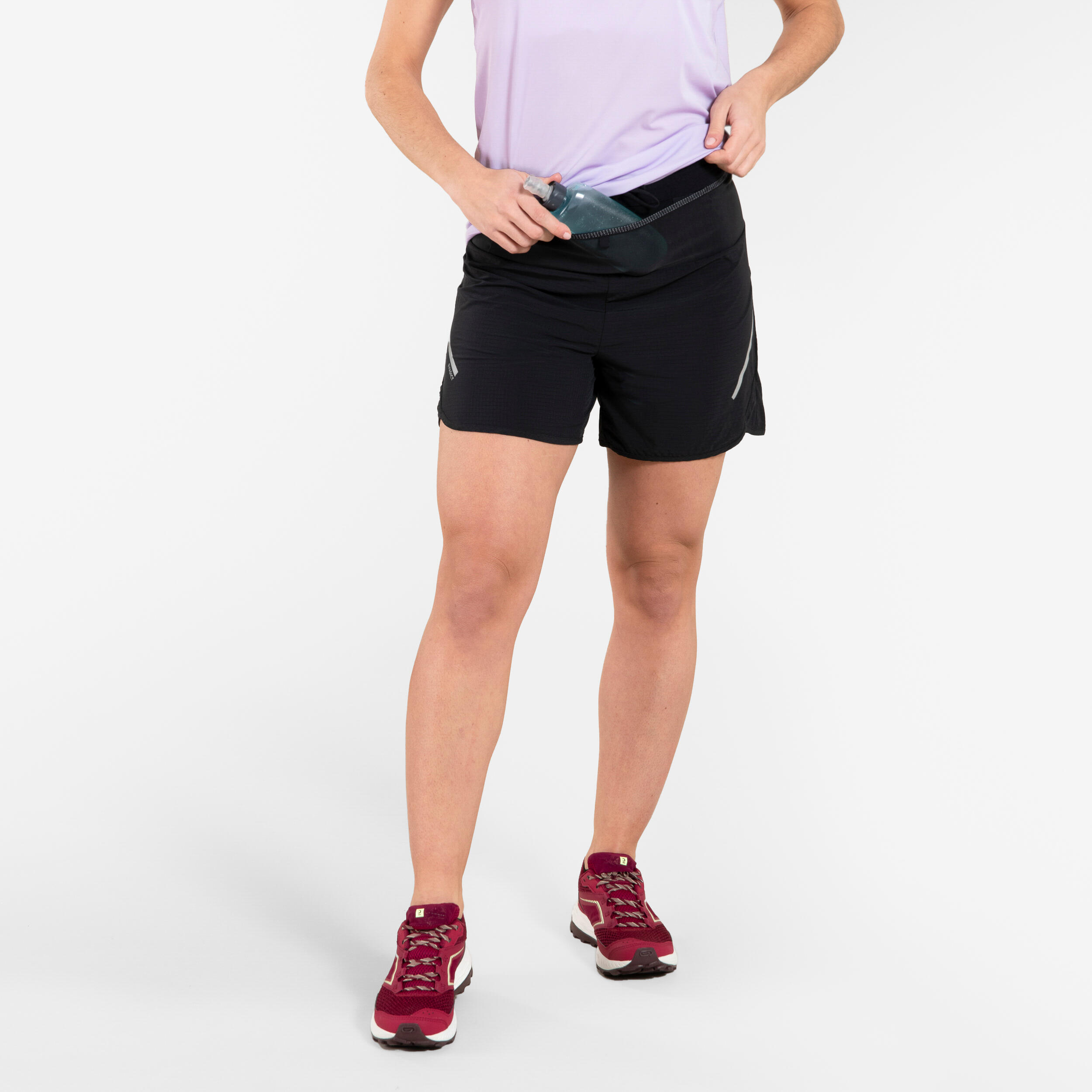 Laufshorts Trailrunning Damen Baggy schwarz