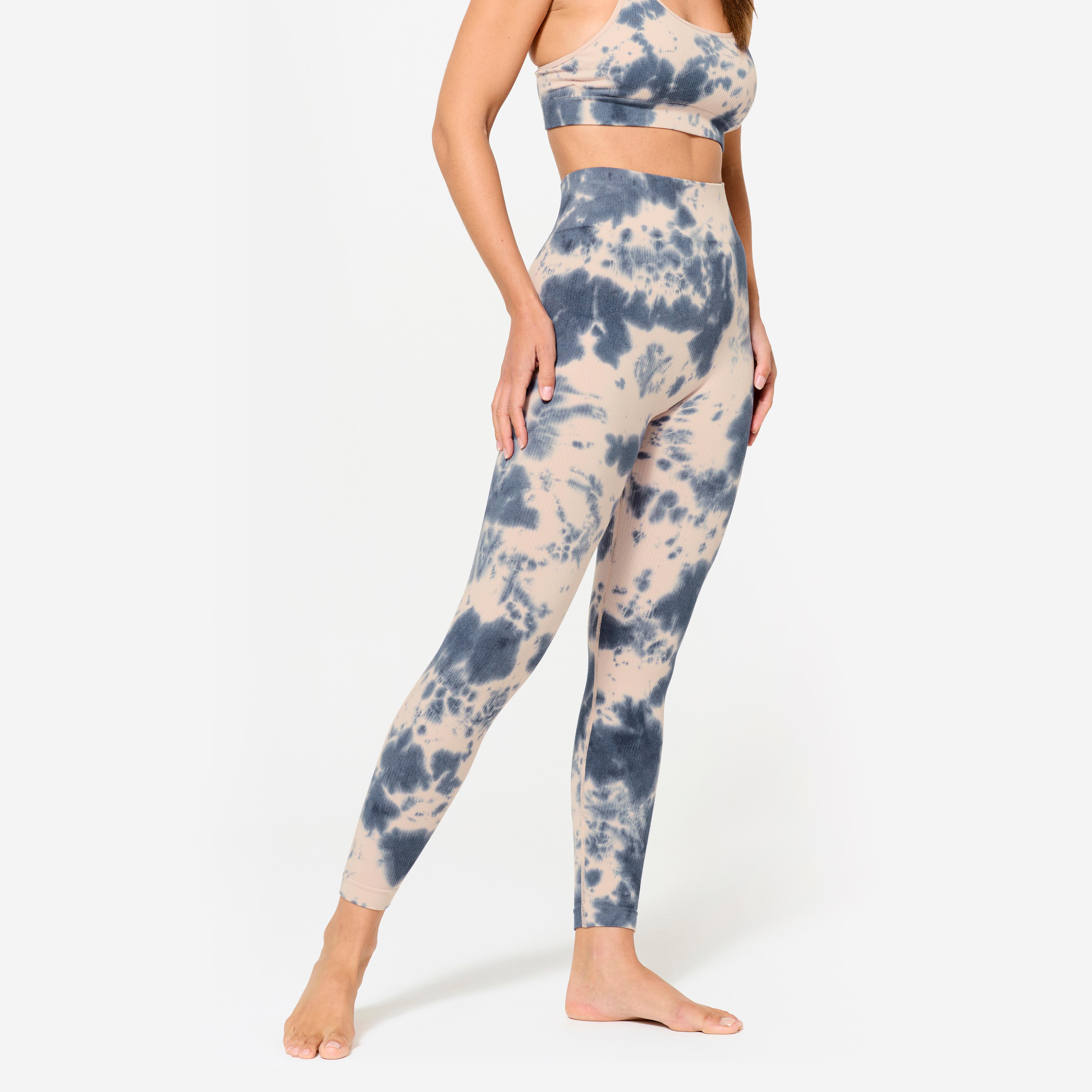 Leggings Damen hohe Taille - rosa/blau