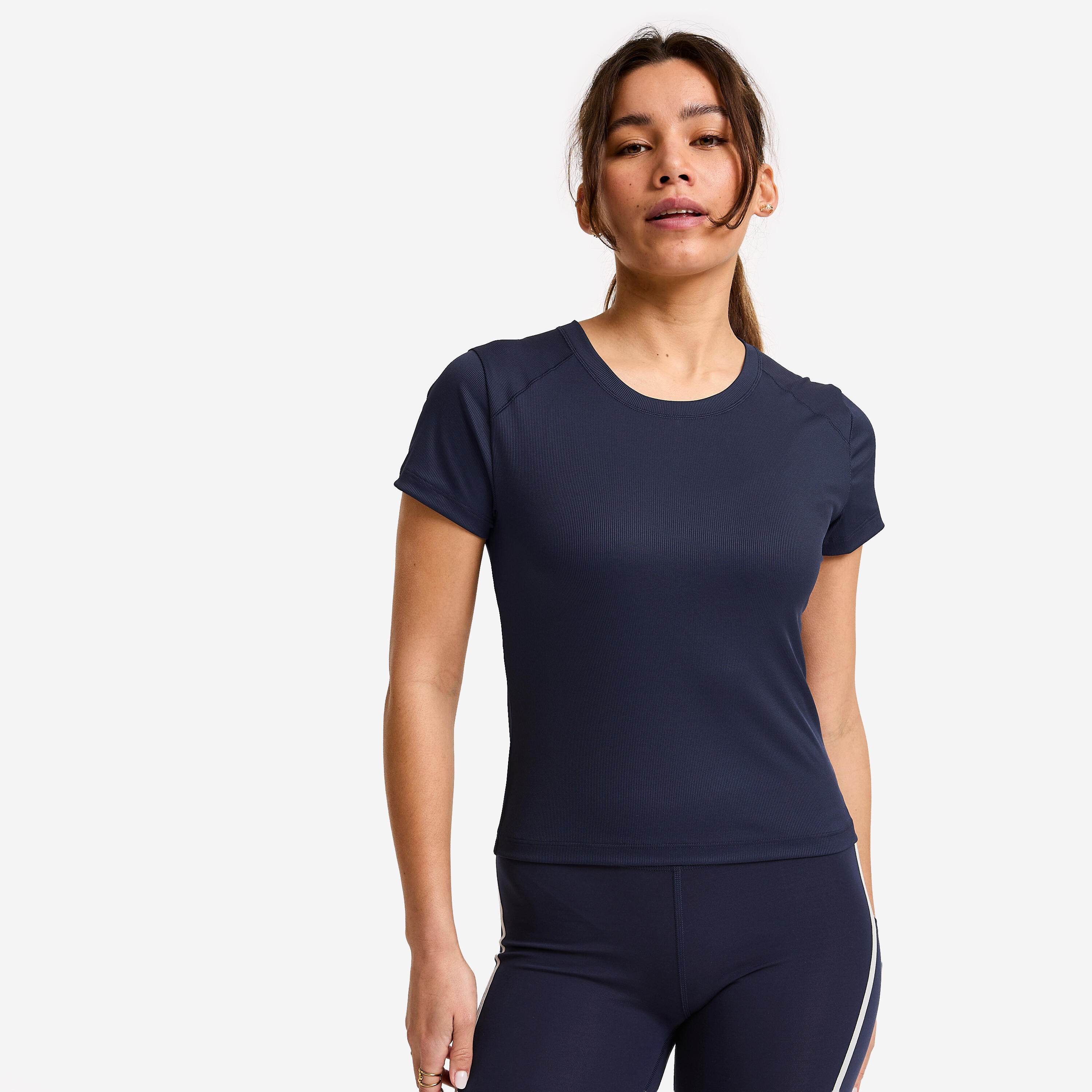 T-Shirt Damen gerippt - dunkelblau