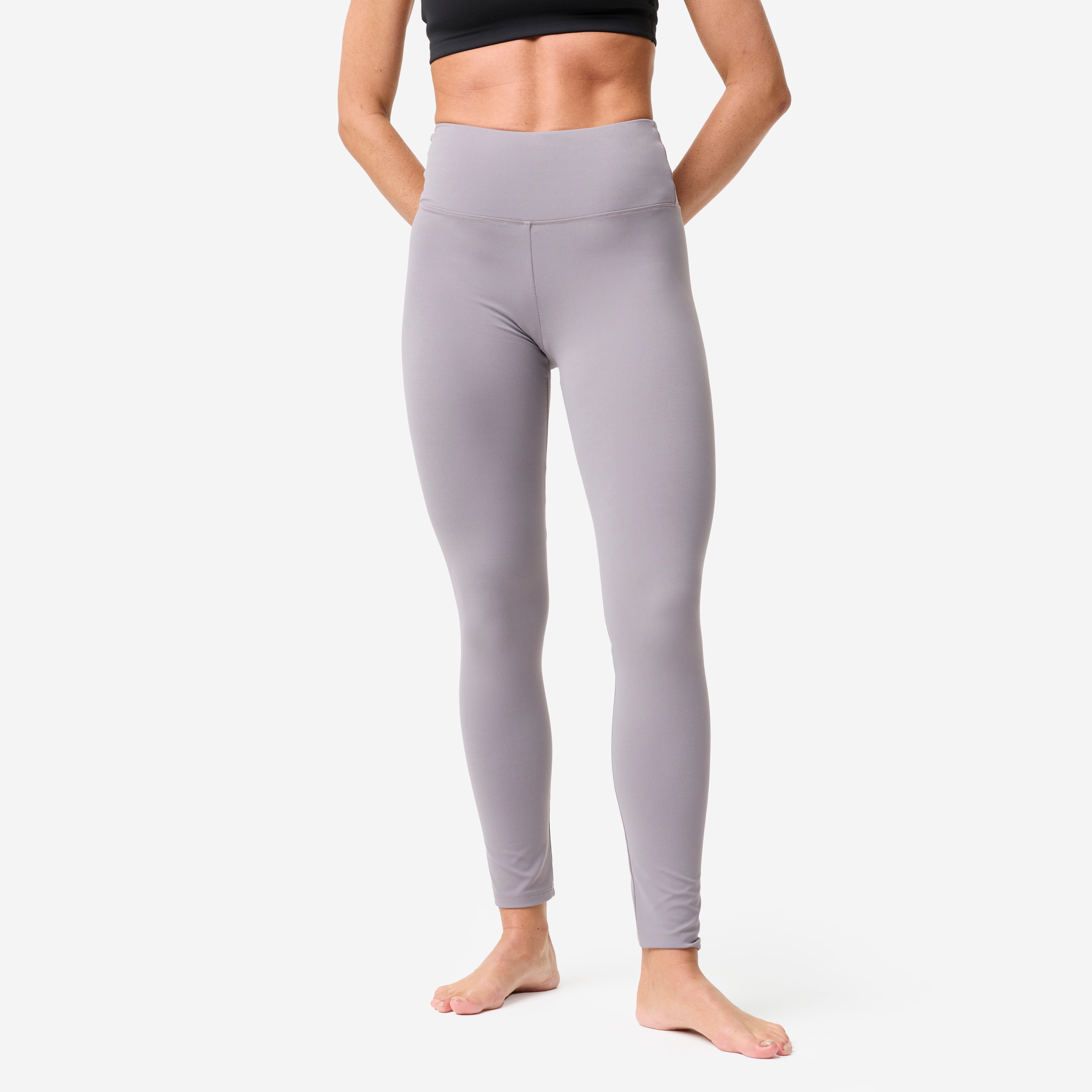 Leggings Yoga Pilates Damen dehnbar - Breathe grau