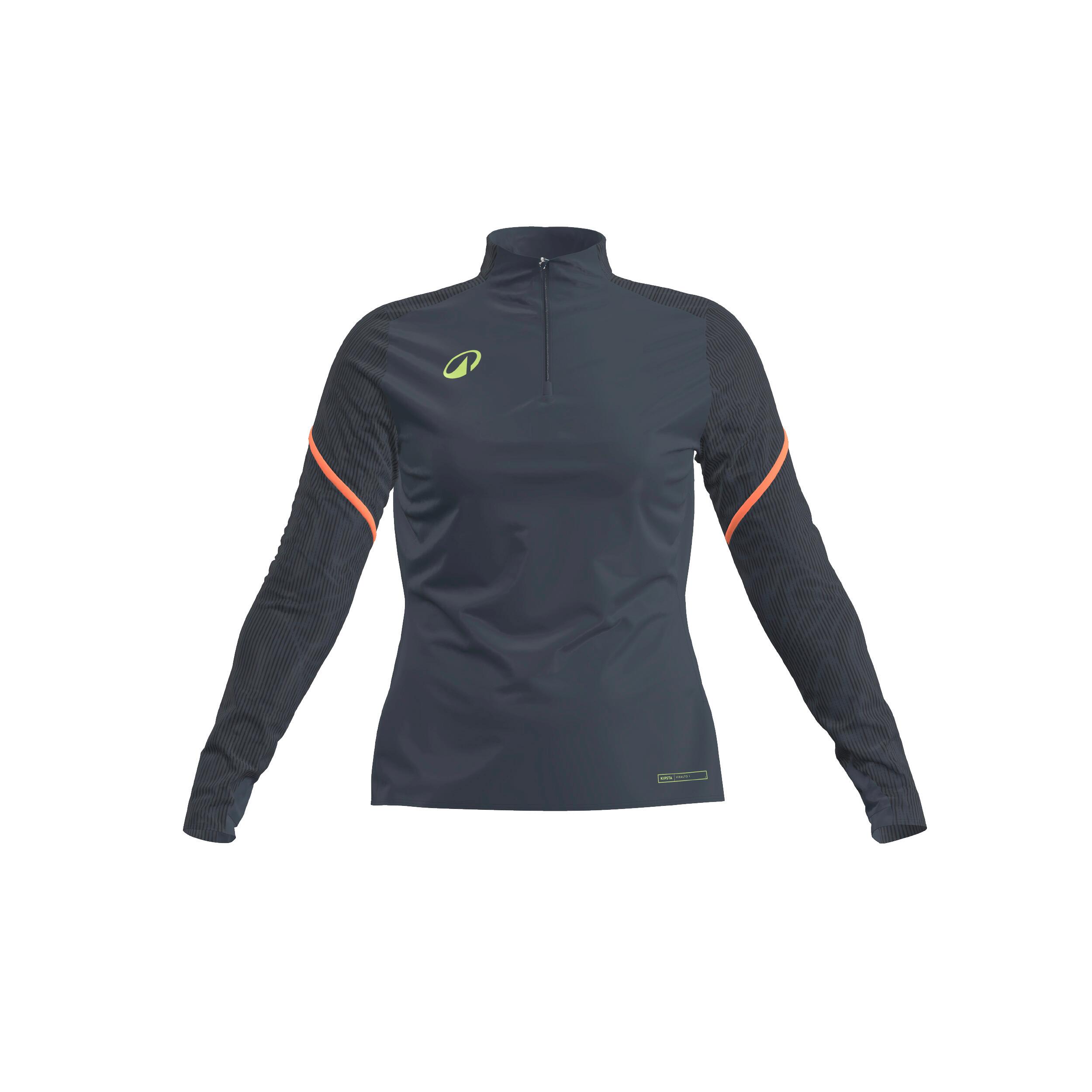 Damen Fußball Sweatshirt 1/2 Zip - Viralto Ondul grau