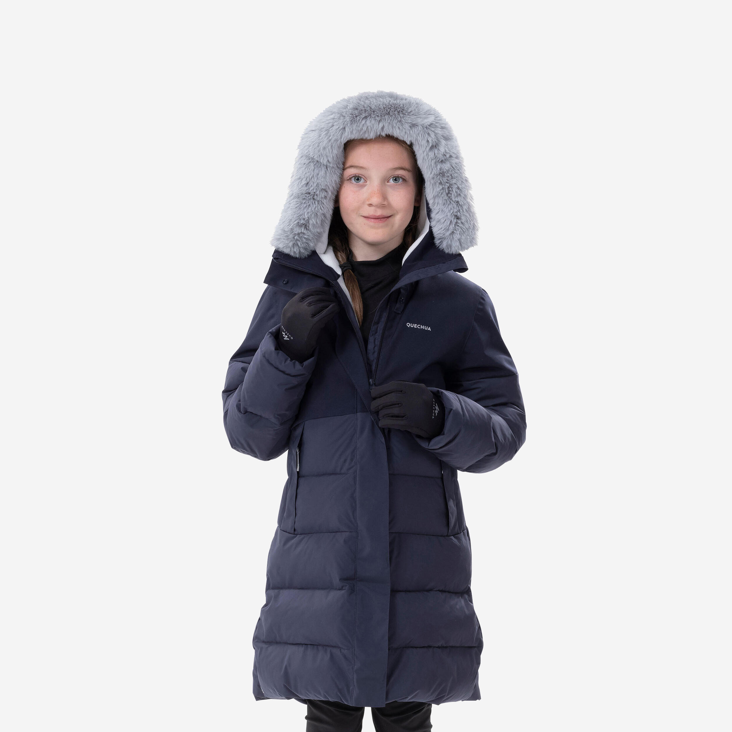 Wattierte Wanderjacke Kinder Gr. 122–170 warm - MH500 marineblau
