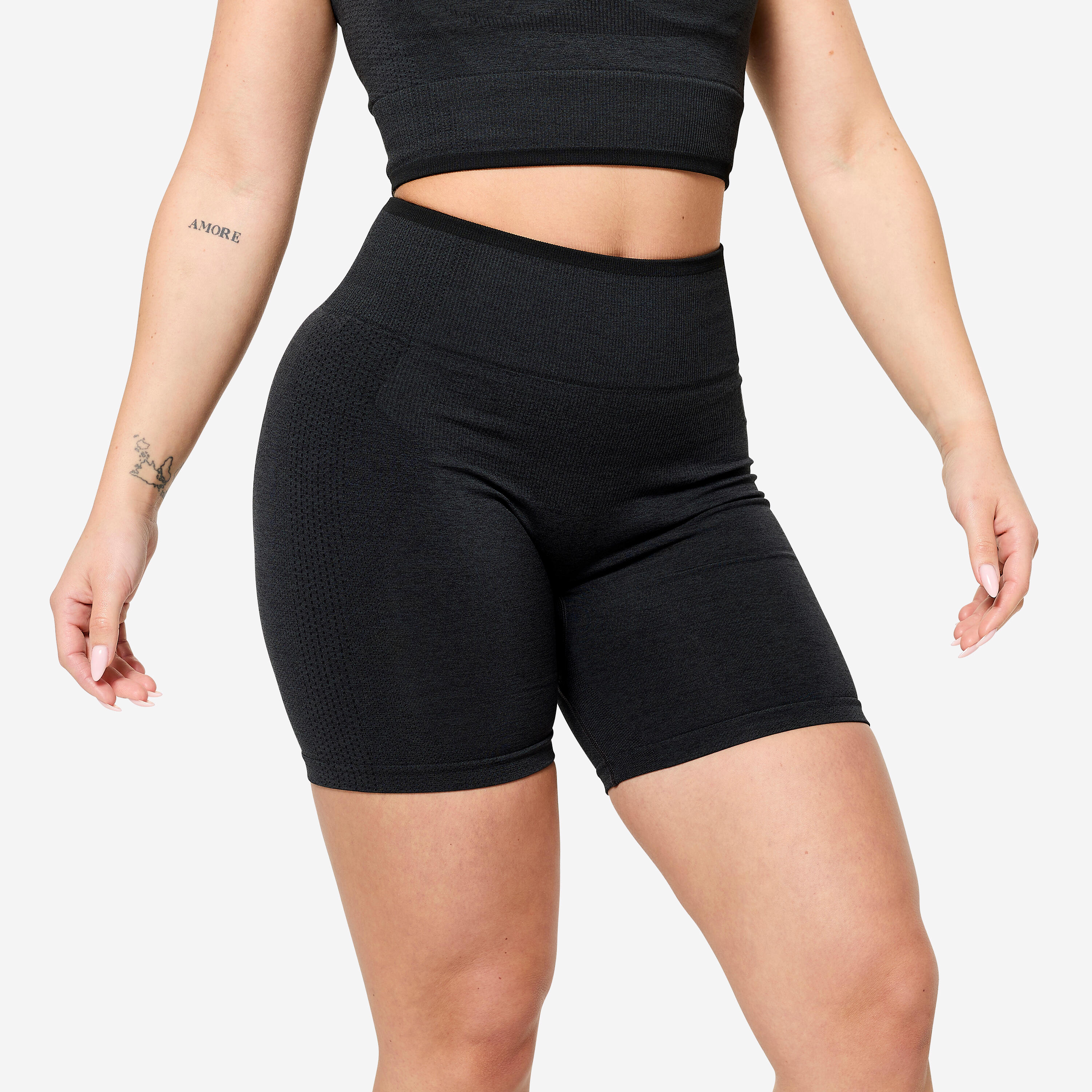 Shorts Damen seamless Krafttraining - schwarz