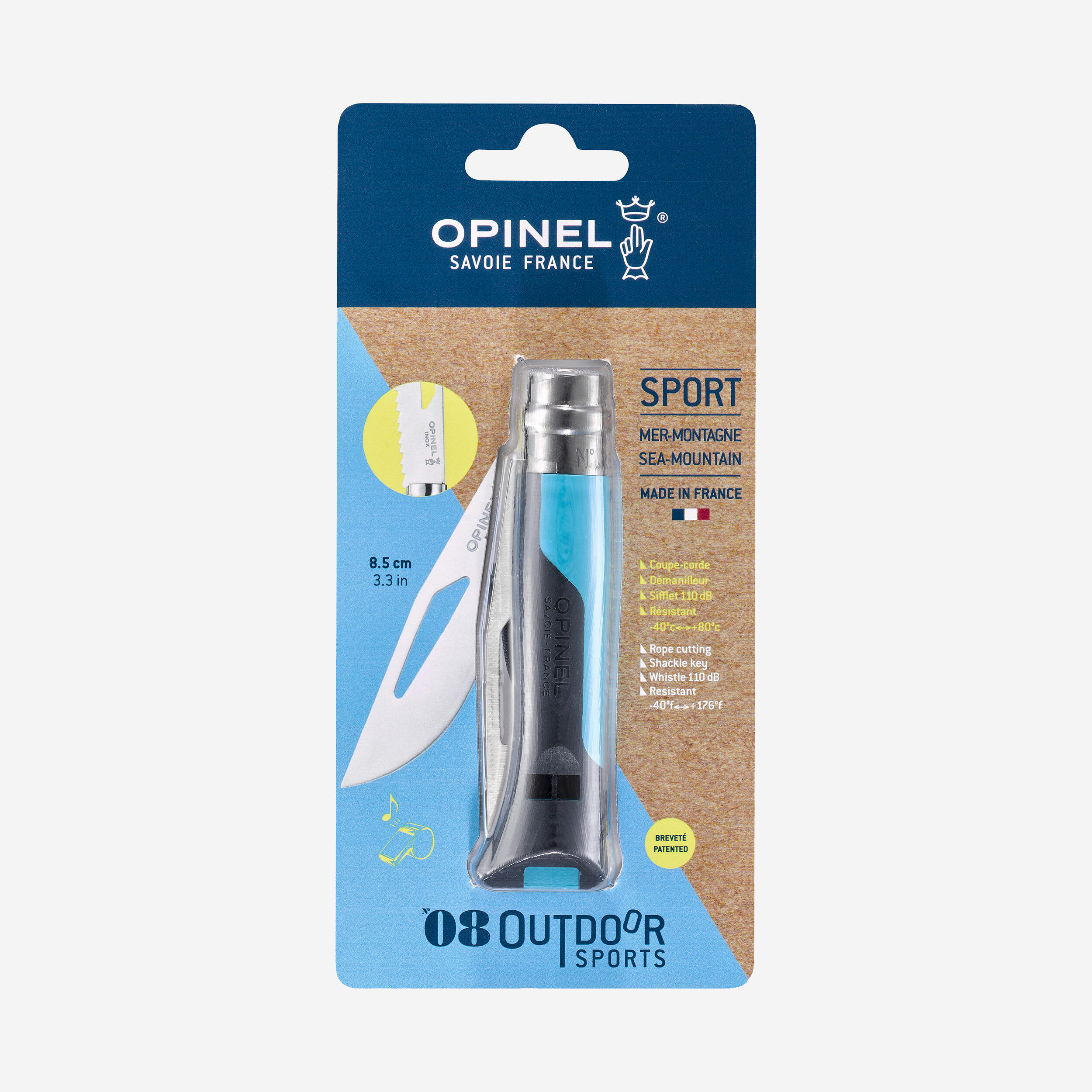 Messer Holzgriff Edelstahlklinge Opinel Nr. 8 Outdoor